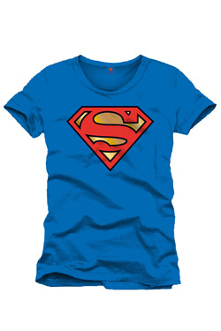 Superman T-Shirt Golden Logo (S) Bleu