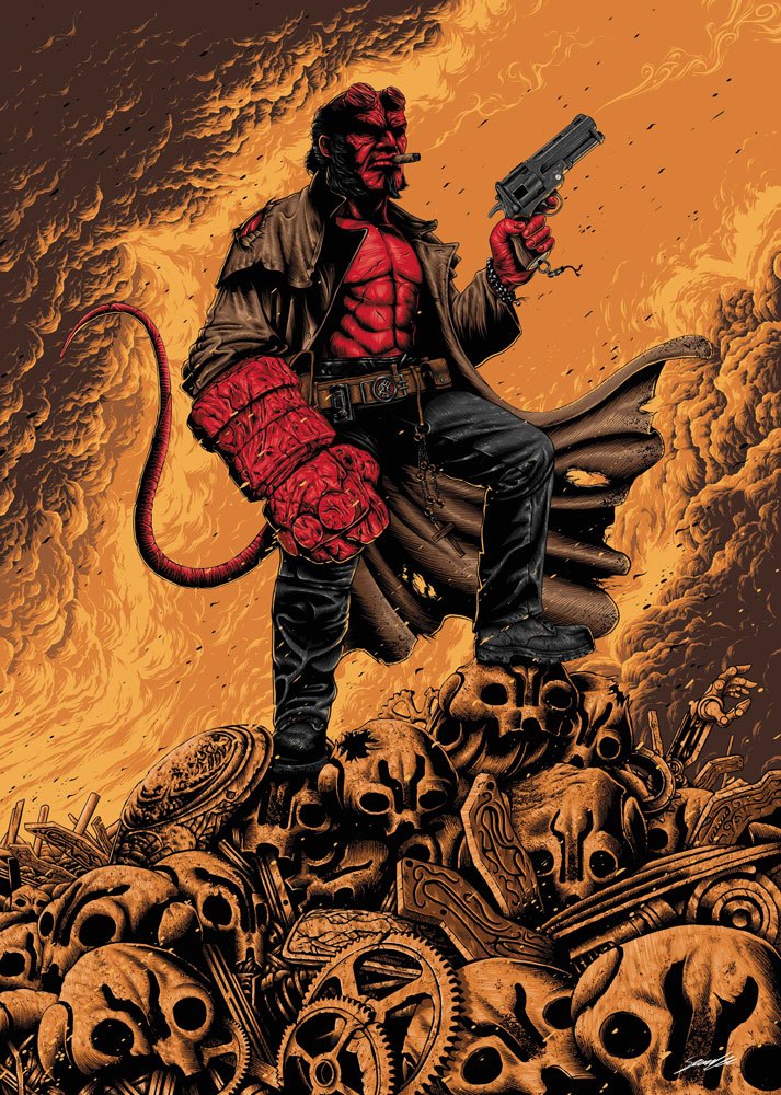 Hellboy lithographie 42 x 30 cm