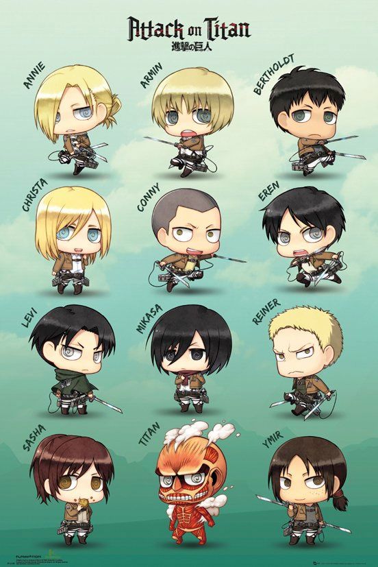 Attack on Titan pack posters Chibi Characters 61 x 91 cm (5)