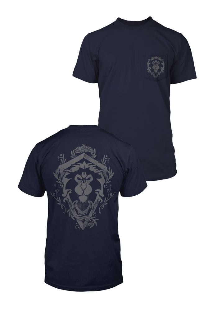 World of Warcraft T-Shirt Premium Pocket Alliance Lion Crest  (M)