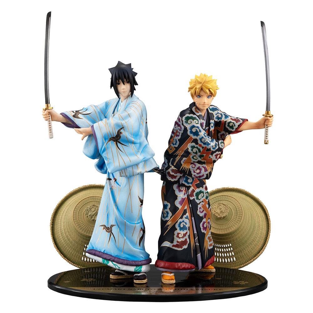 Naruto pack 2 statuettes PVC G.E.M. Naruto & Sasuke Kabuki Ver. 23 cm