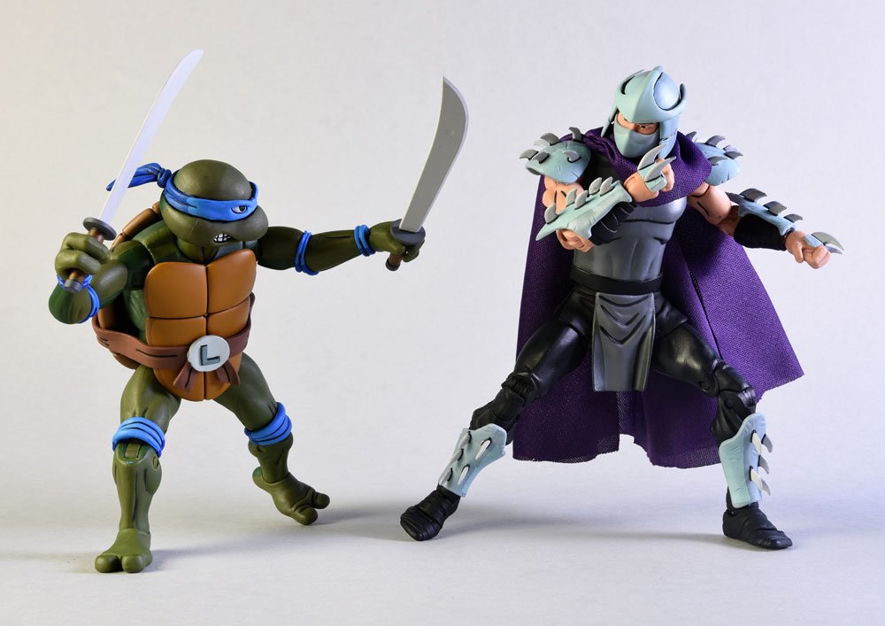 Les Tortues ninja pack 2 figurines Leonardo vs Shredder 18 cm