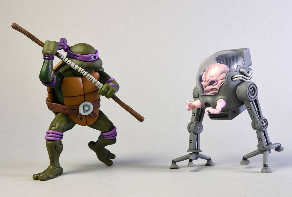 Les Tortues ninja pack 2 figurines Donatello vs Krang in Bubble Walker 18 cm