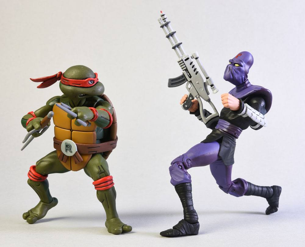 Les Tortues ninja pack 2 figurines Raphael vs Foot Soldier 18 cm