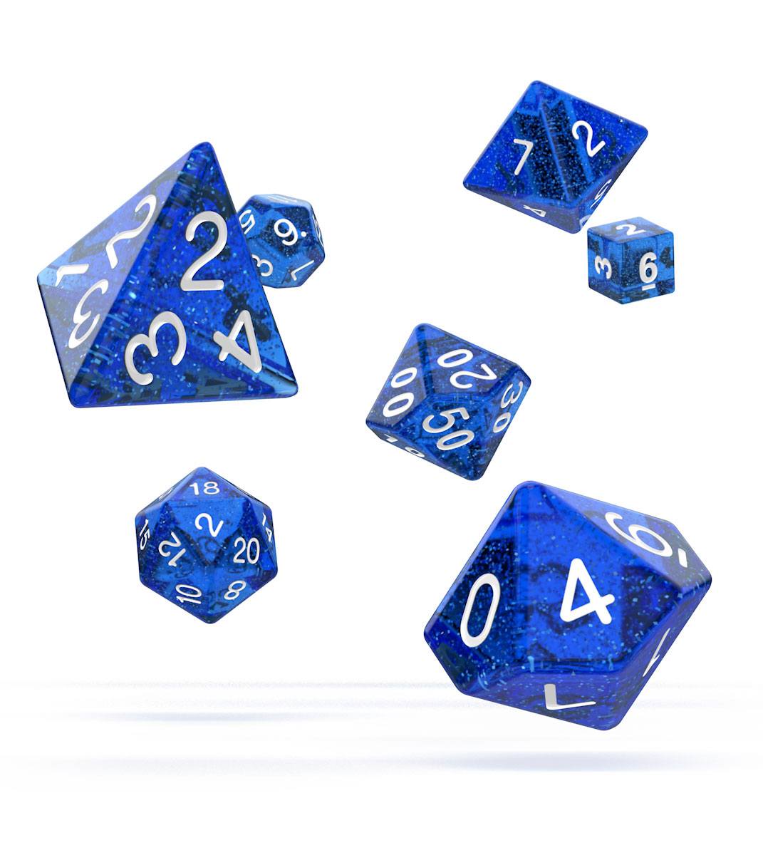 Oakie Doakie Dice ds RPG-Set Speckled - Bleu (7)