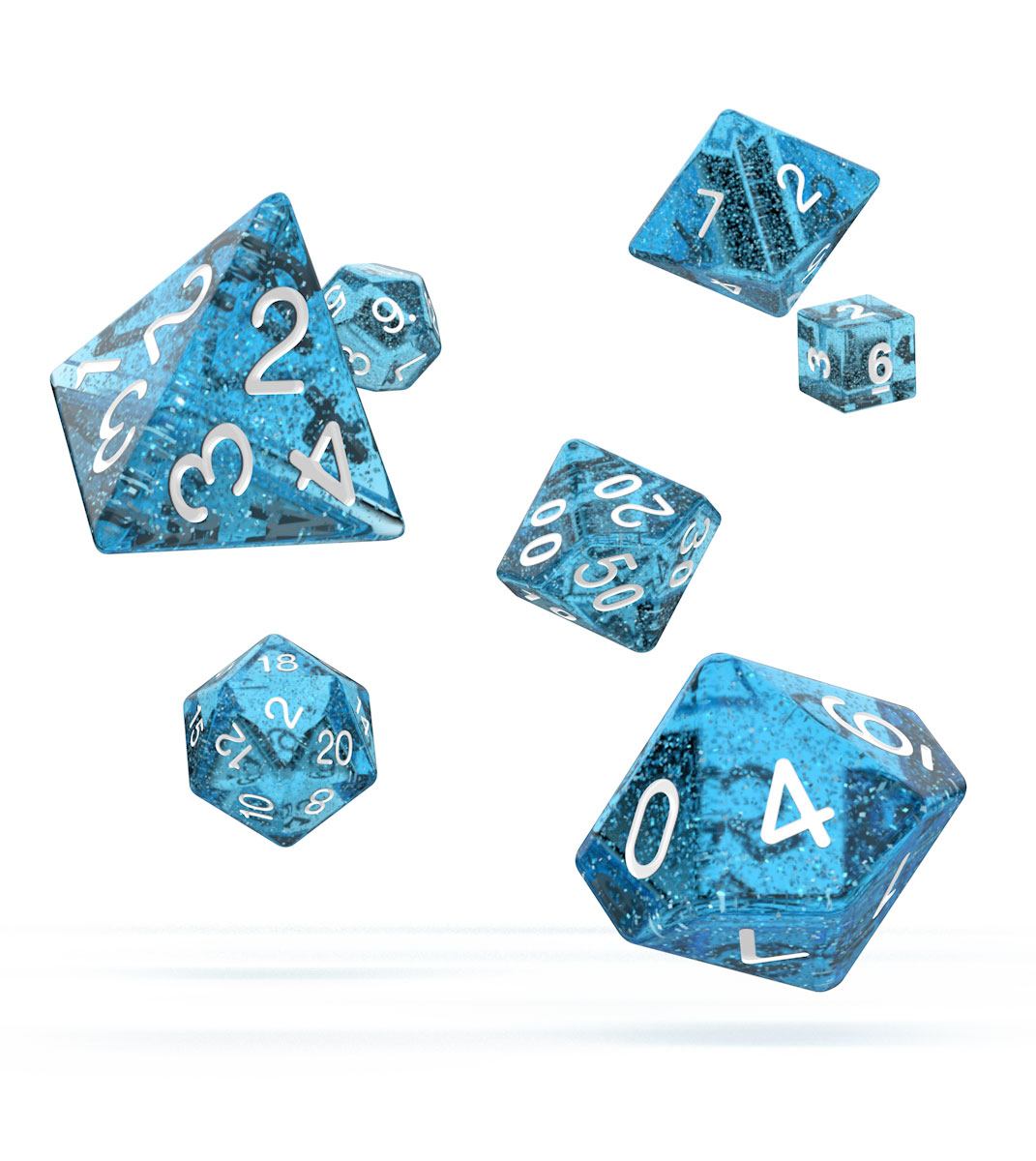 Oakie Doakie Dice ds RPG-Set Speckled - Bleu clair (7)