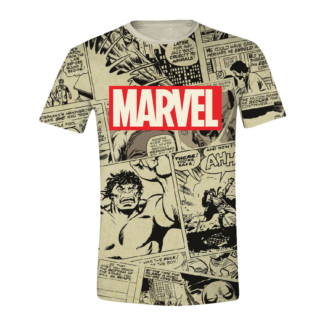 Marvel Comics T-Shirt Sublimation Logo & Comic Panels (M)