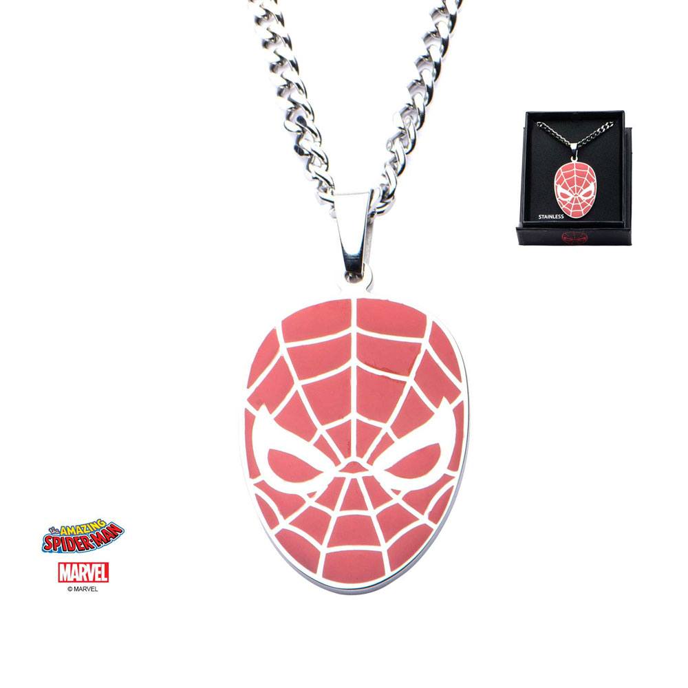 Spider-Man pendentif avec chanette acier inoxydable Red Face