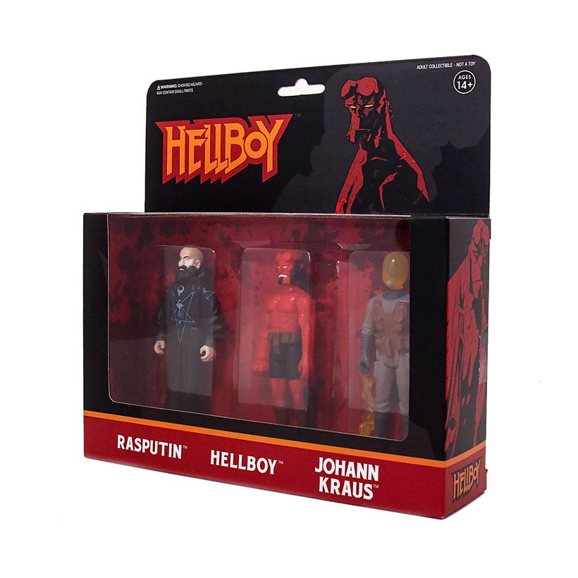 Hellboy ReAction pack 3 figurines Pack B Hellboy w/o horns, Rasputin, Johann Kraus 10 cm
