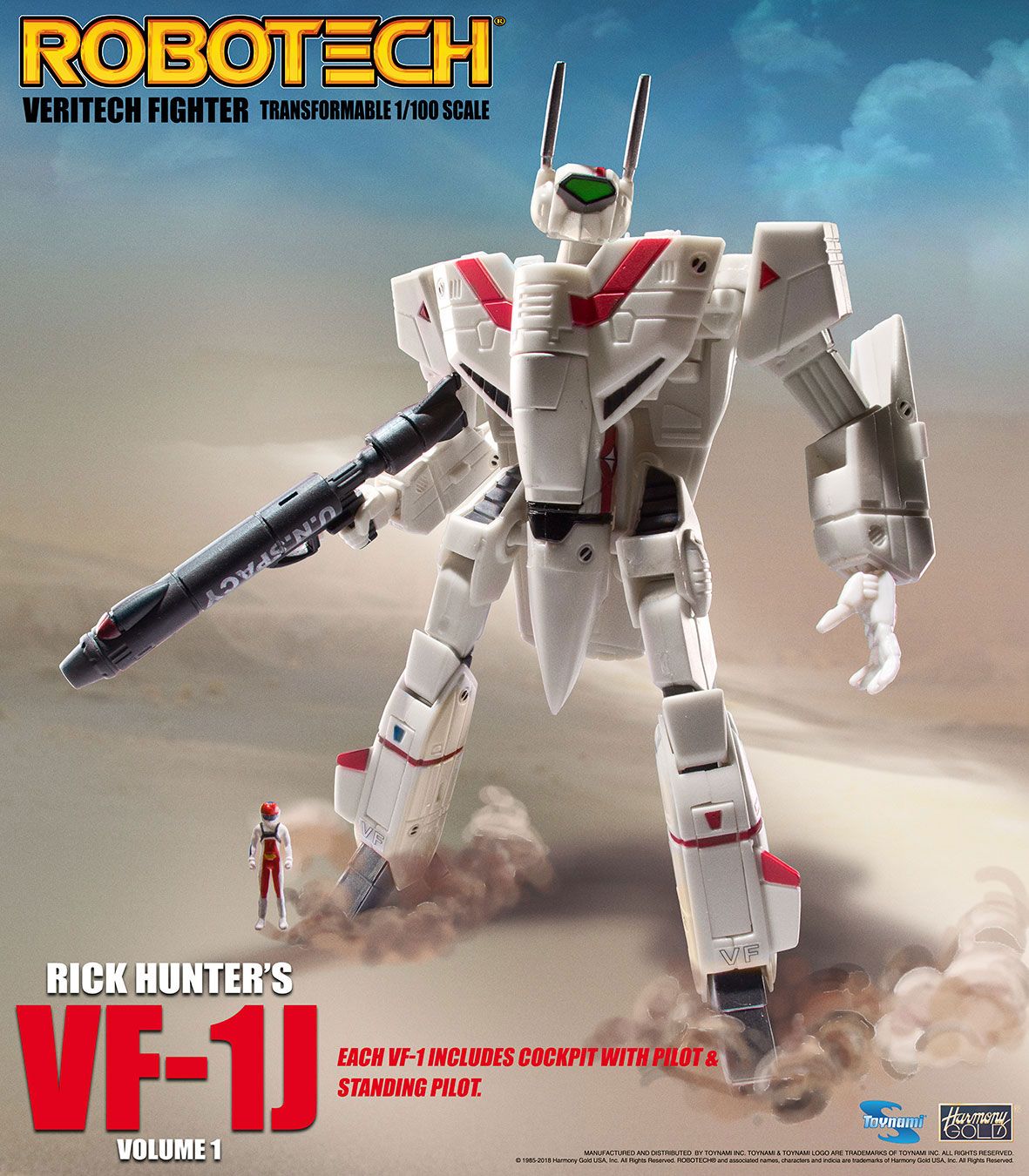 Robotech figurine Veritech Micronian Pilot Collection 1/100 Rick Hunter VF-1J 15 cm