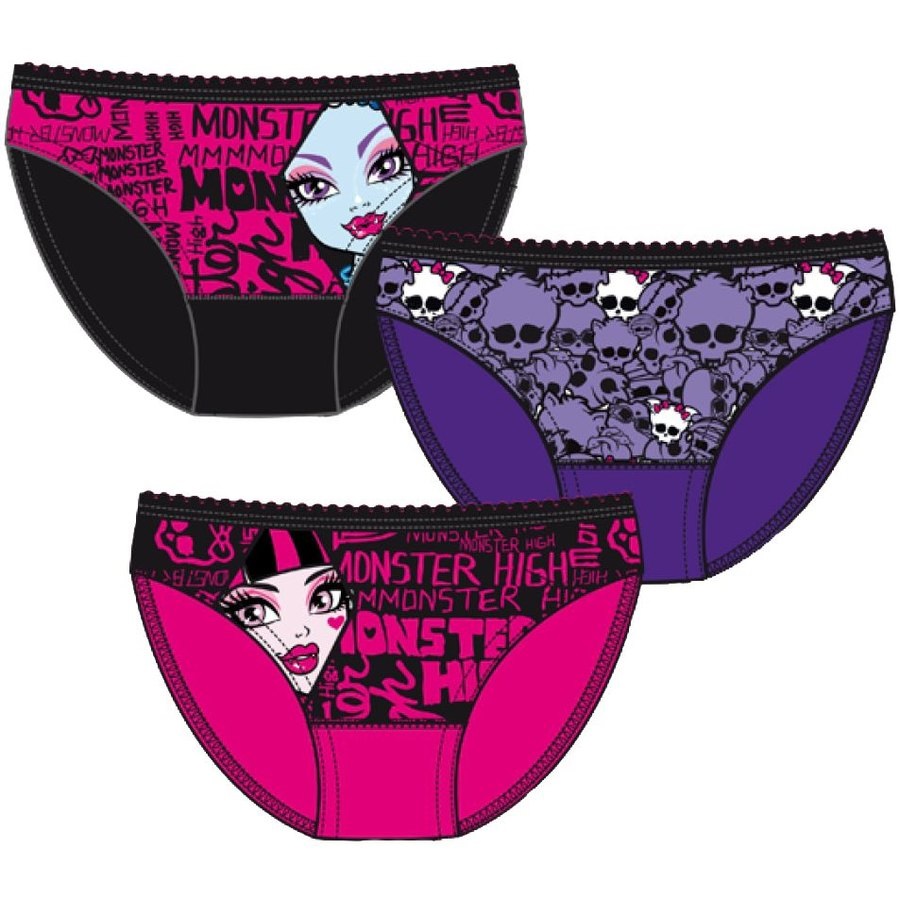 MONSTER HIGH - Lot de 3 culottes pour fille