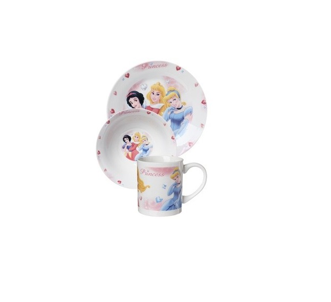 PRINCESSES - Set petit djeuner : assiette, bol, mug