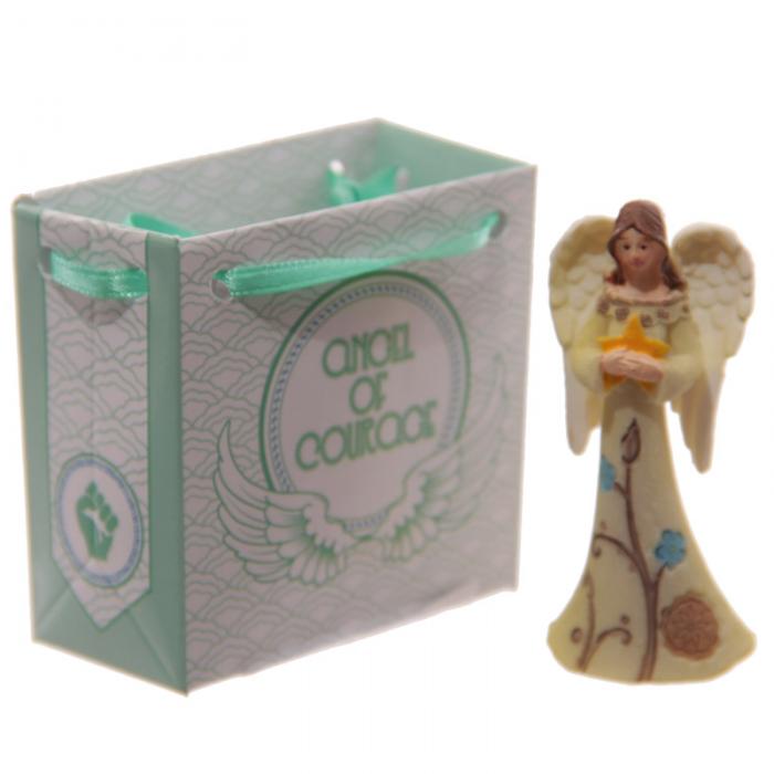 Statuette Ange porte-bonheur dans sac cadeau - Celestial Charms vert