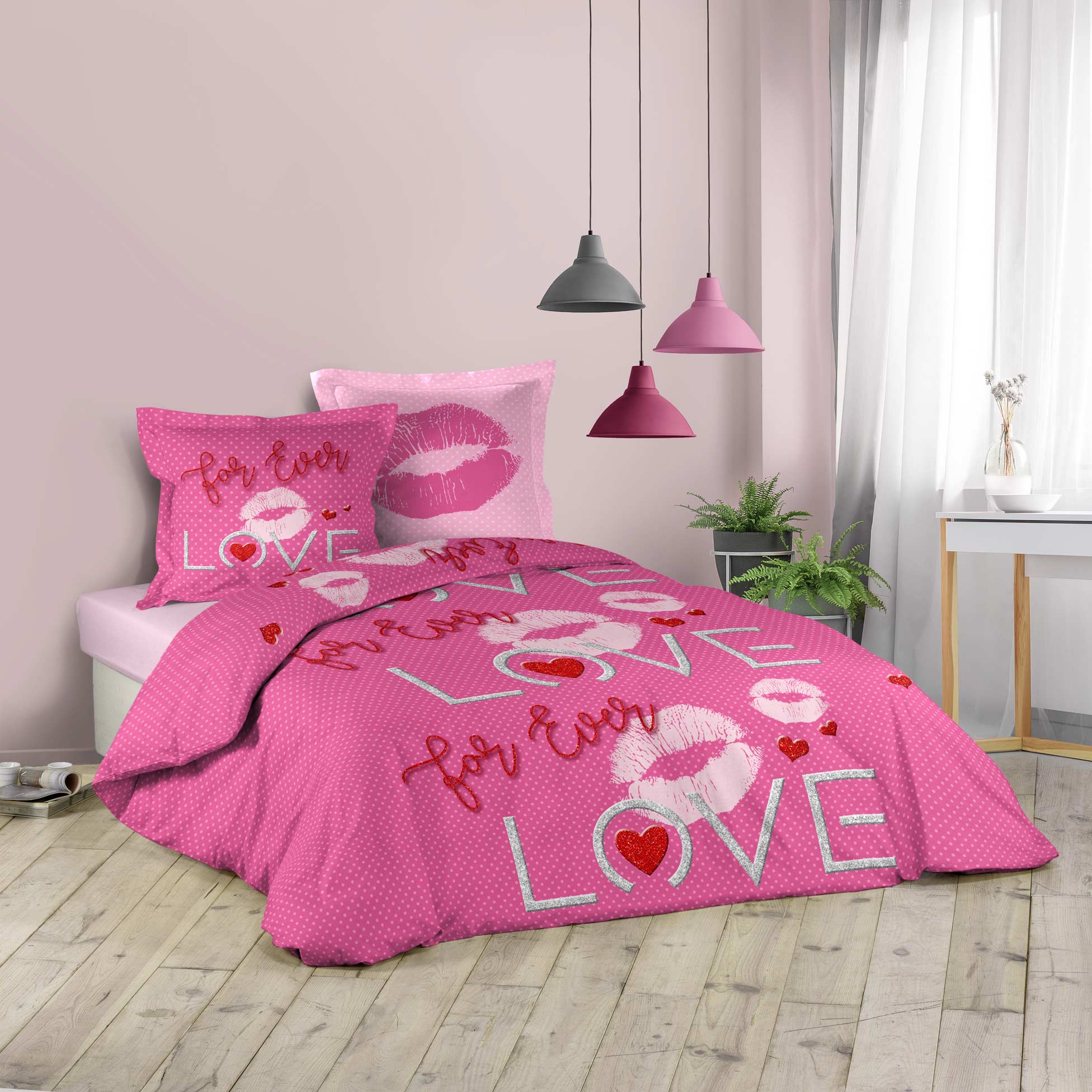 Parure Housse de couette Collection Love Sweet Pink