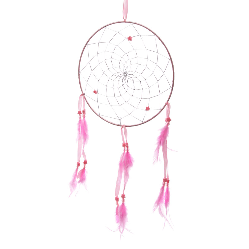 Attrape Rves color rose Plumes & Etoiles