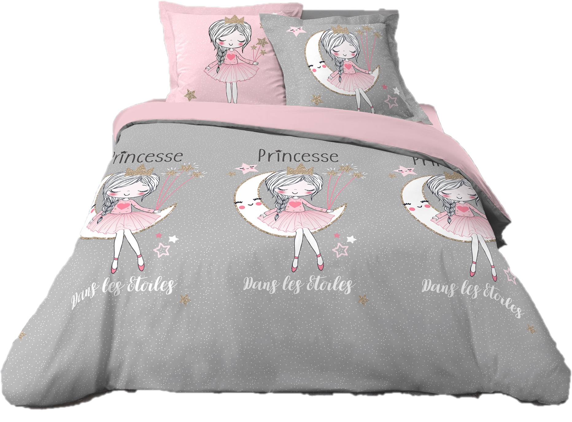 Parure Housse de couette + taie Princesse et Etoile