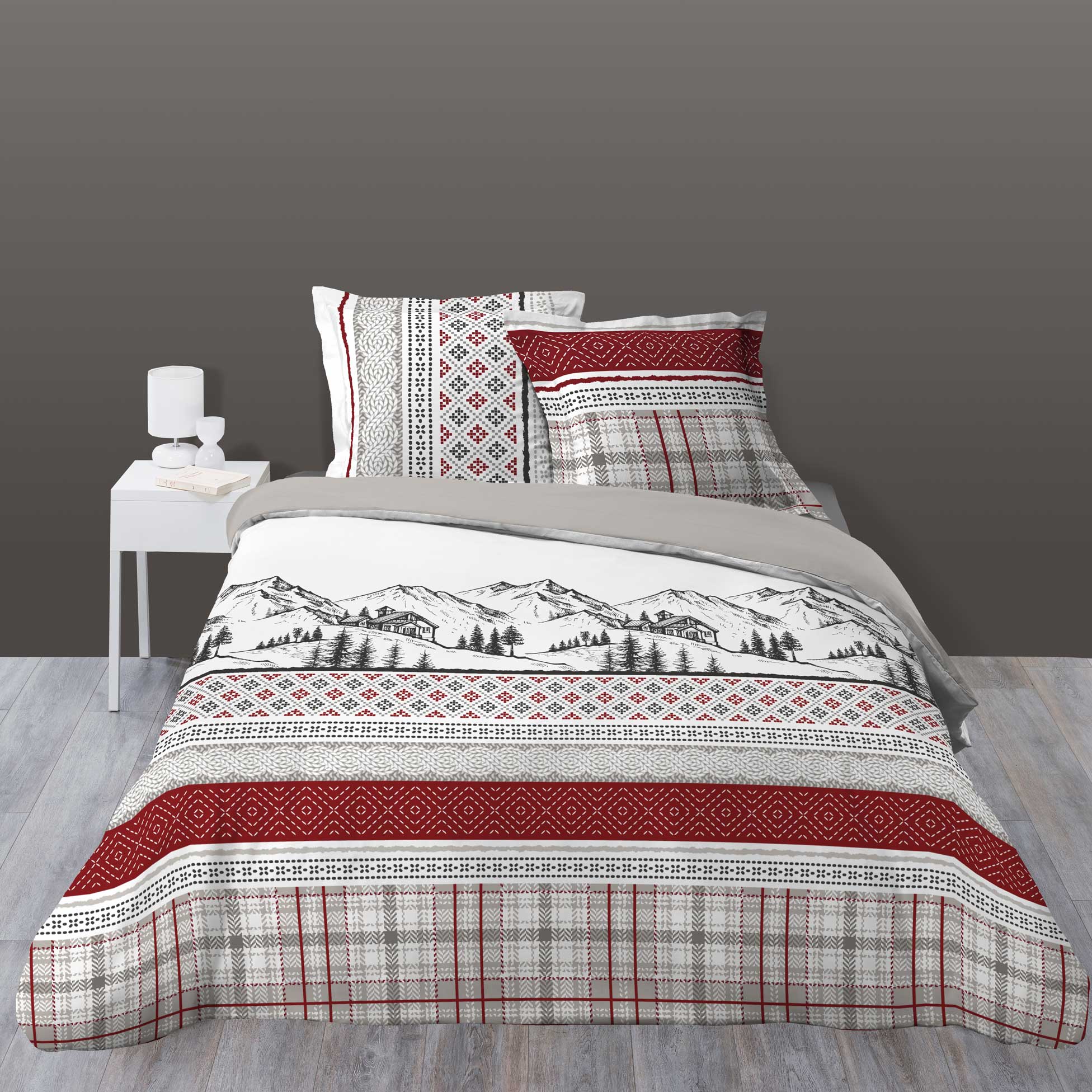 Parure Housse de couette Flanelle Collection Montagnes et Chalets