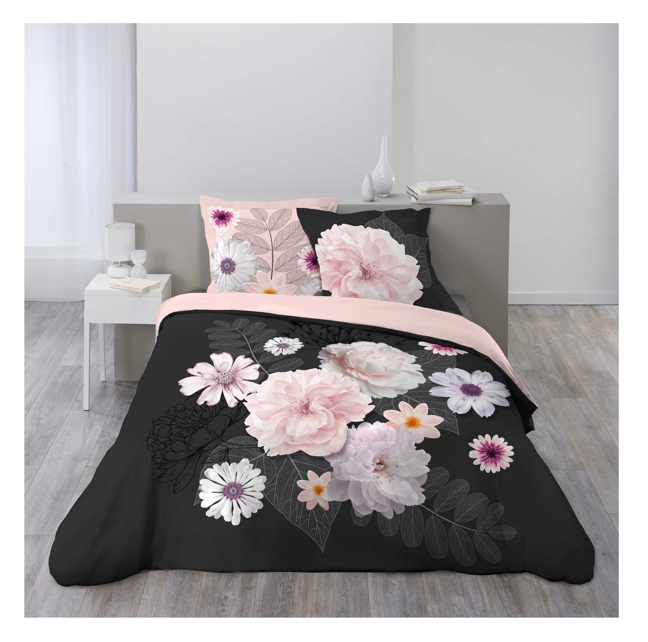 Parure Housse de couette Flanelle 200 x 200 cm Florale