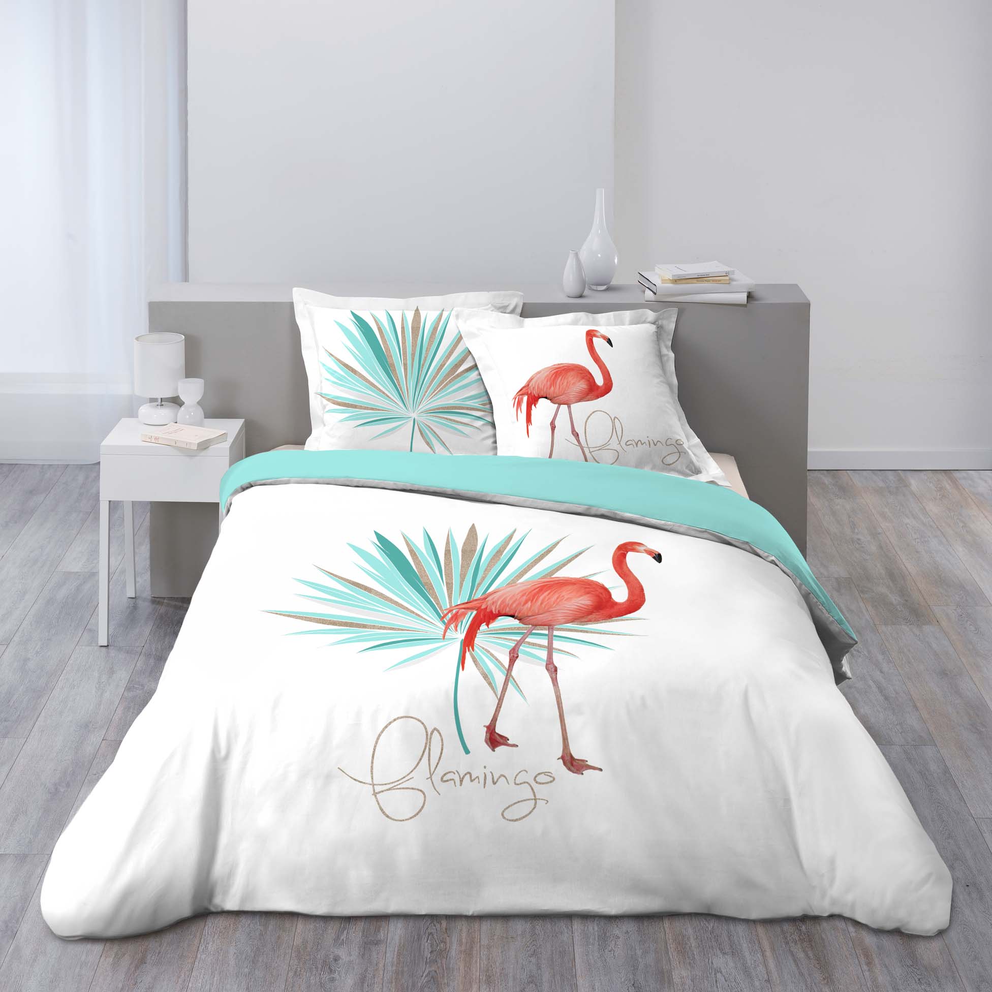 Parure Housse de couette Collection Flamant Rose en Folie