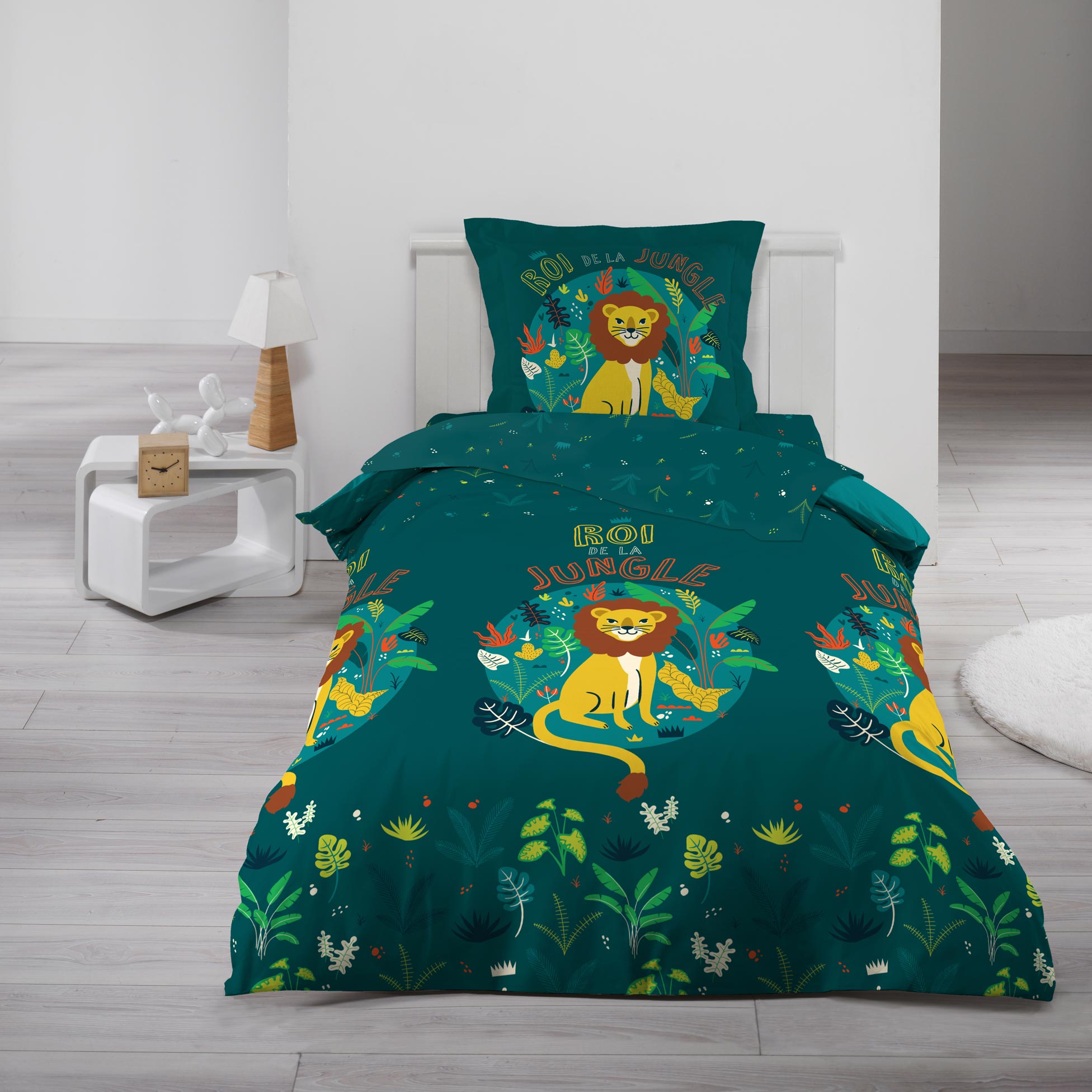 Parure de Drap + 1 taie d'oreiller Petit Lion Roi de la Jungle