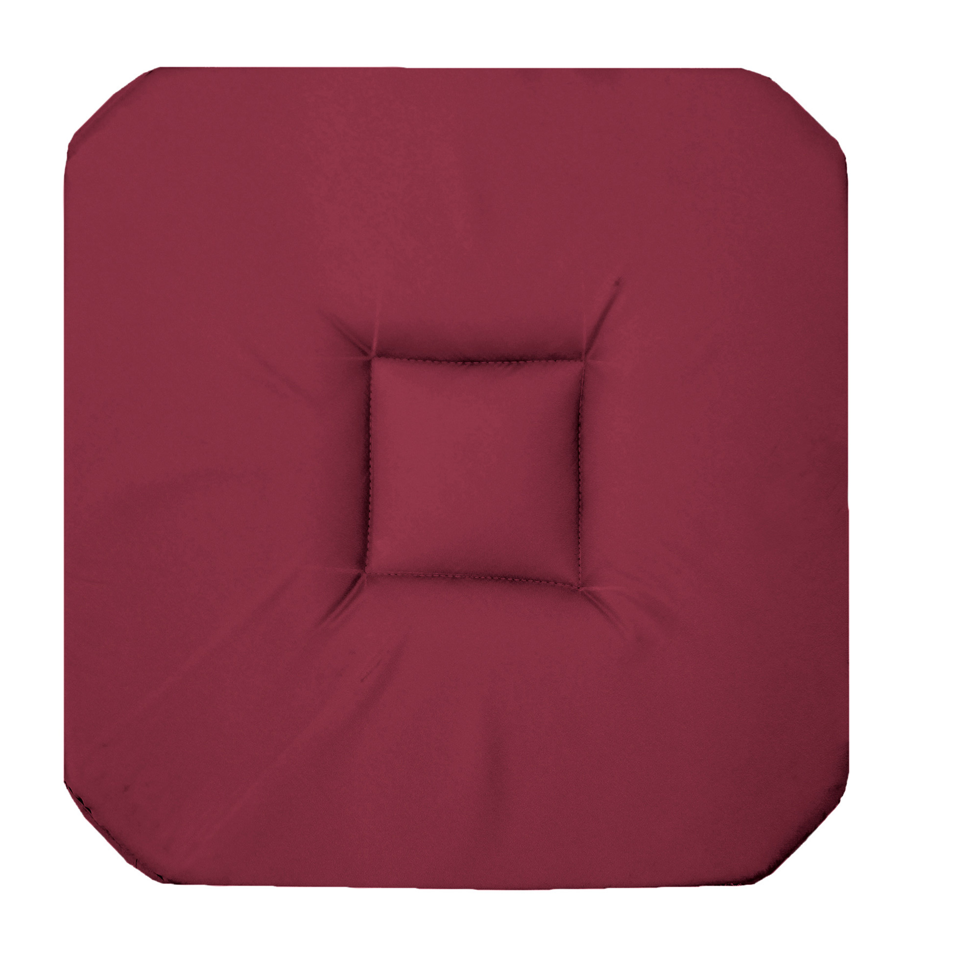Coussin galette de chaise 4 rabats 36 x 36 cm Bordeaux panama