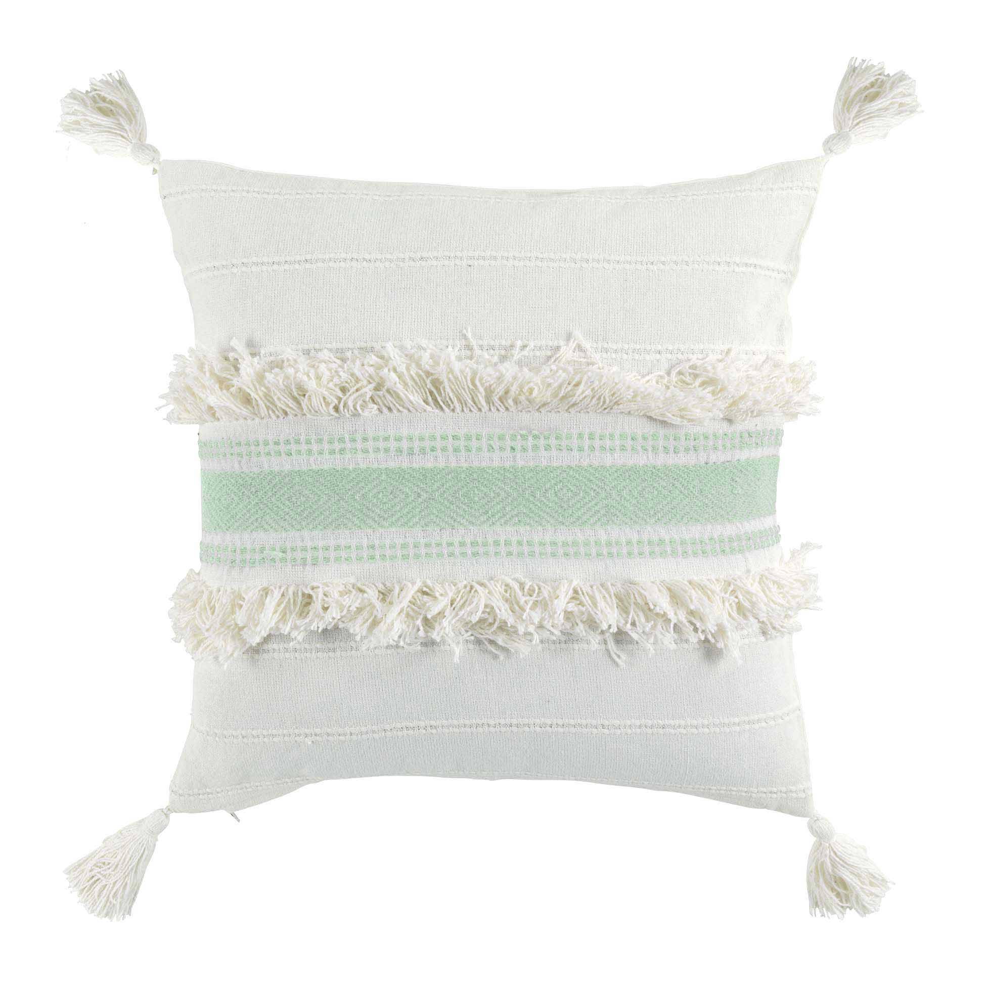 Coussin dehoussable  pompons Indira menthe