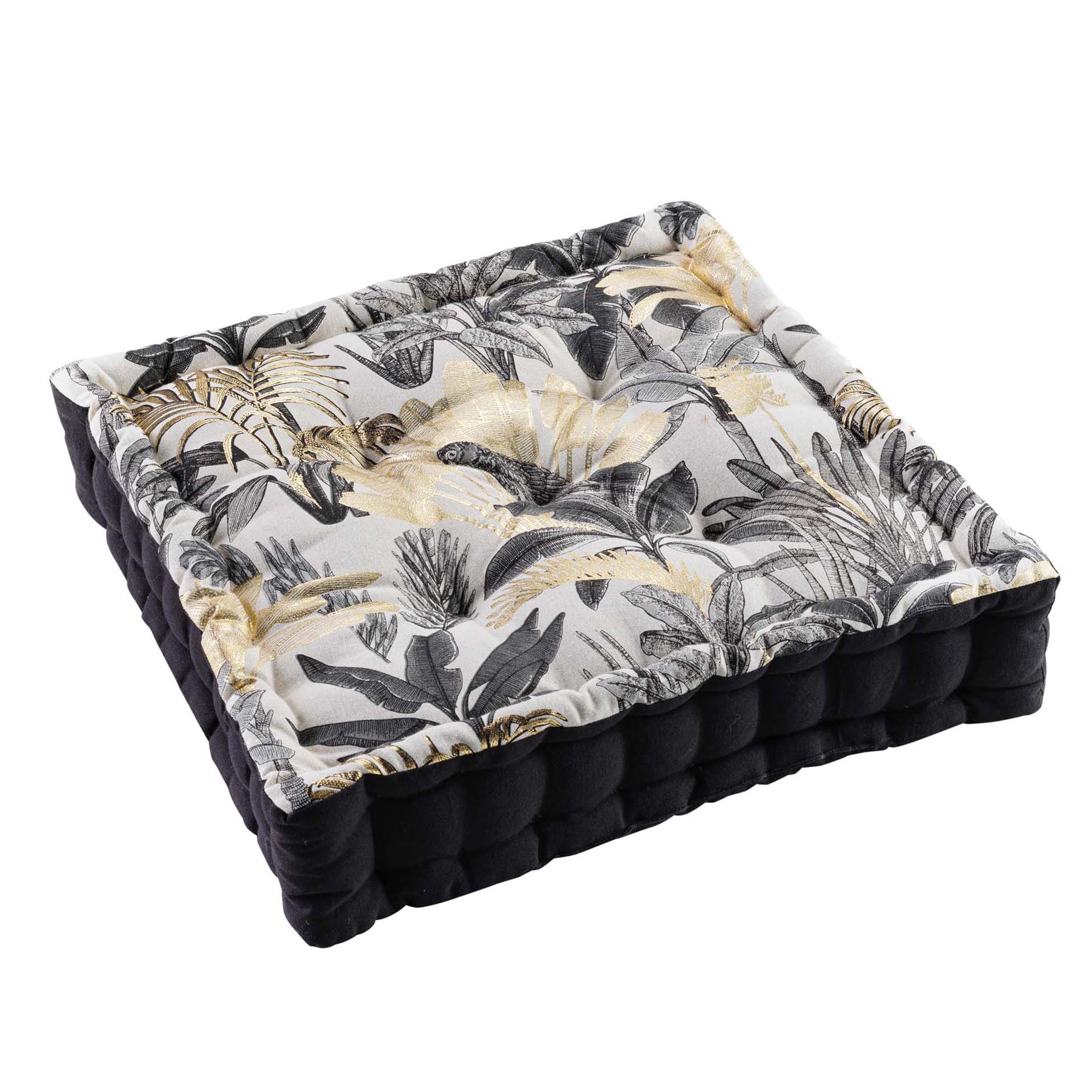 Coussin de sol matelasse 45 x 45 cm Tropic Palmiers