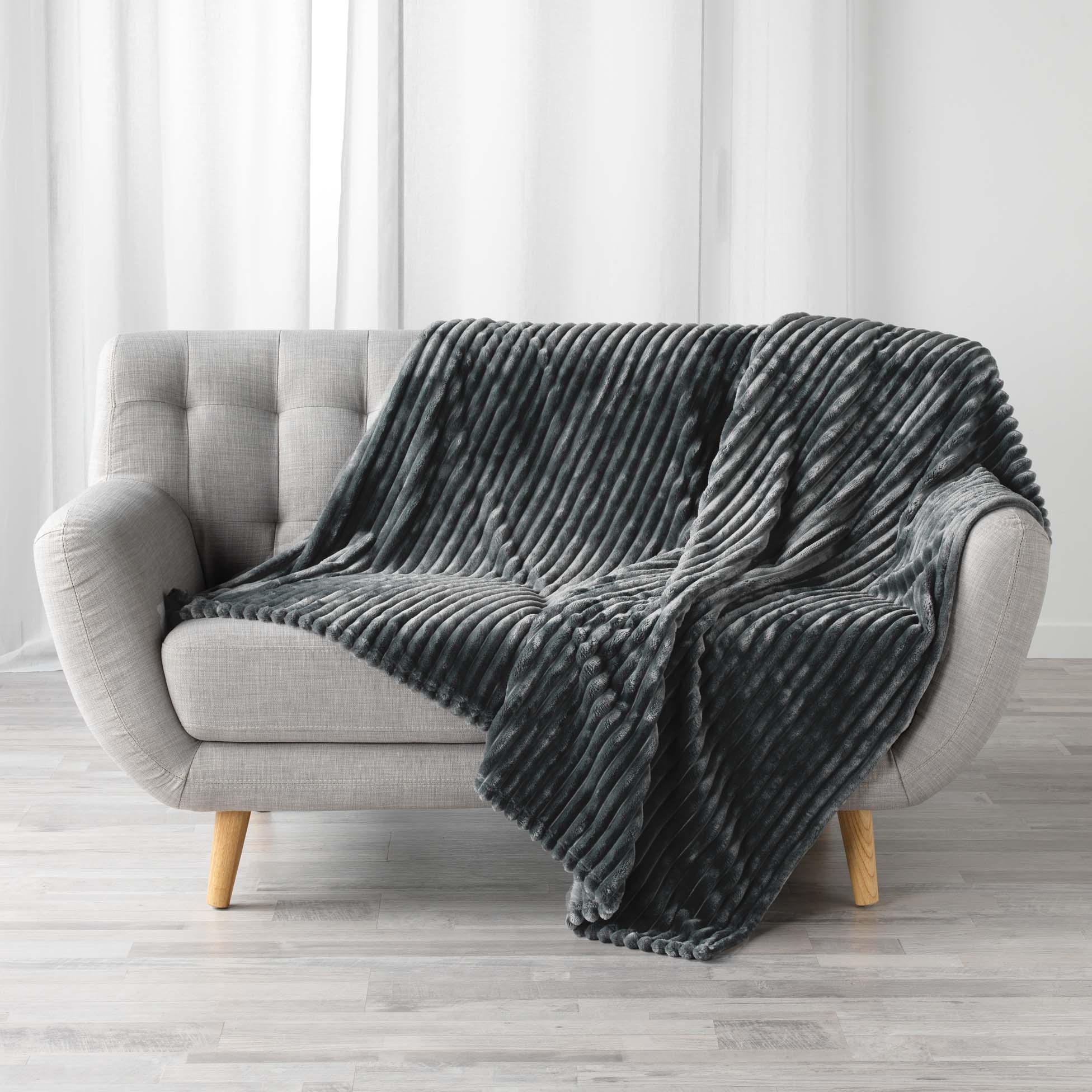 Plaid flanelle 125x150cm Galie anthracite