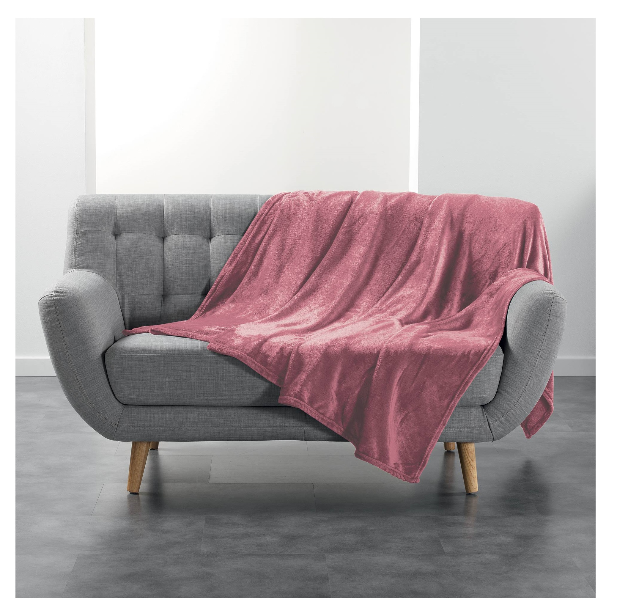 Plaid flanelle 180 x 220 cm Flanoux rose