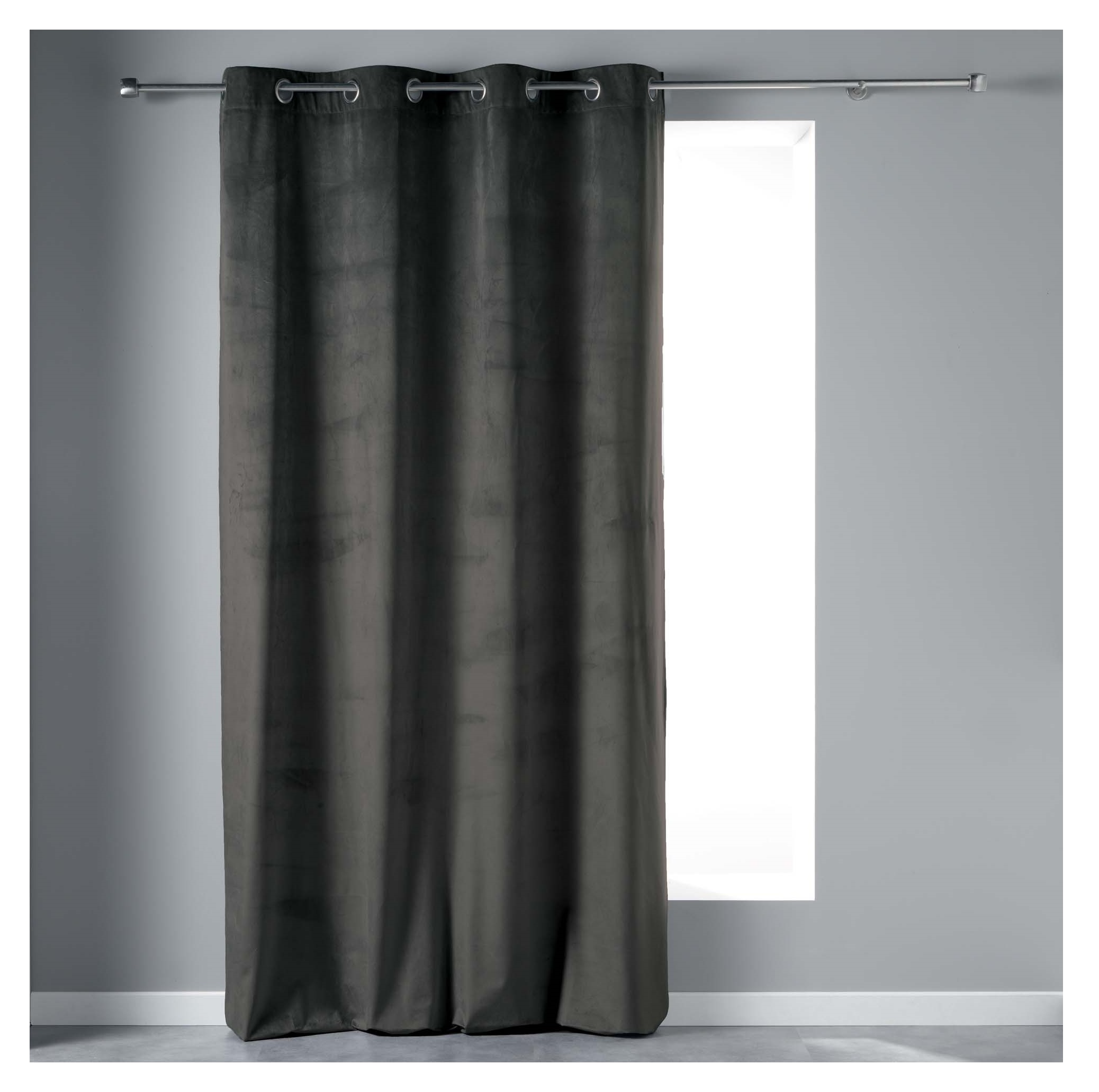 Rideau a oeillets velours 140 x 240 cm Velvetina Anthracite