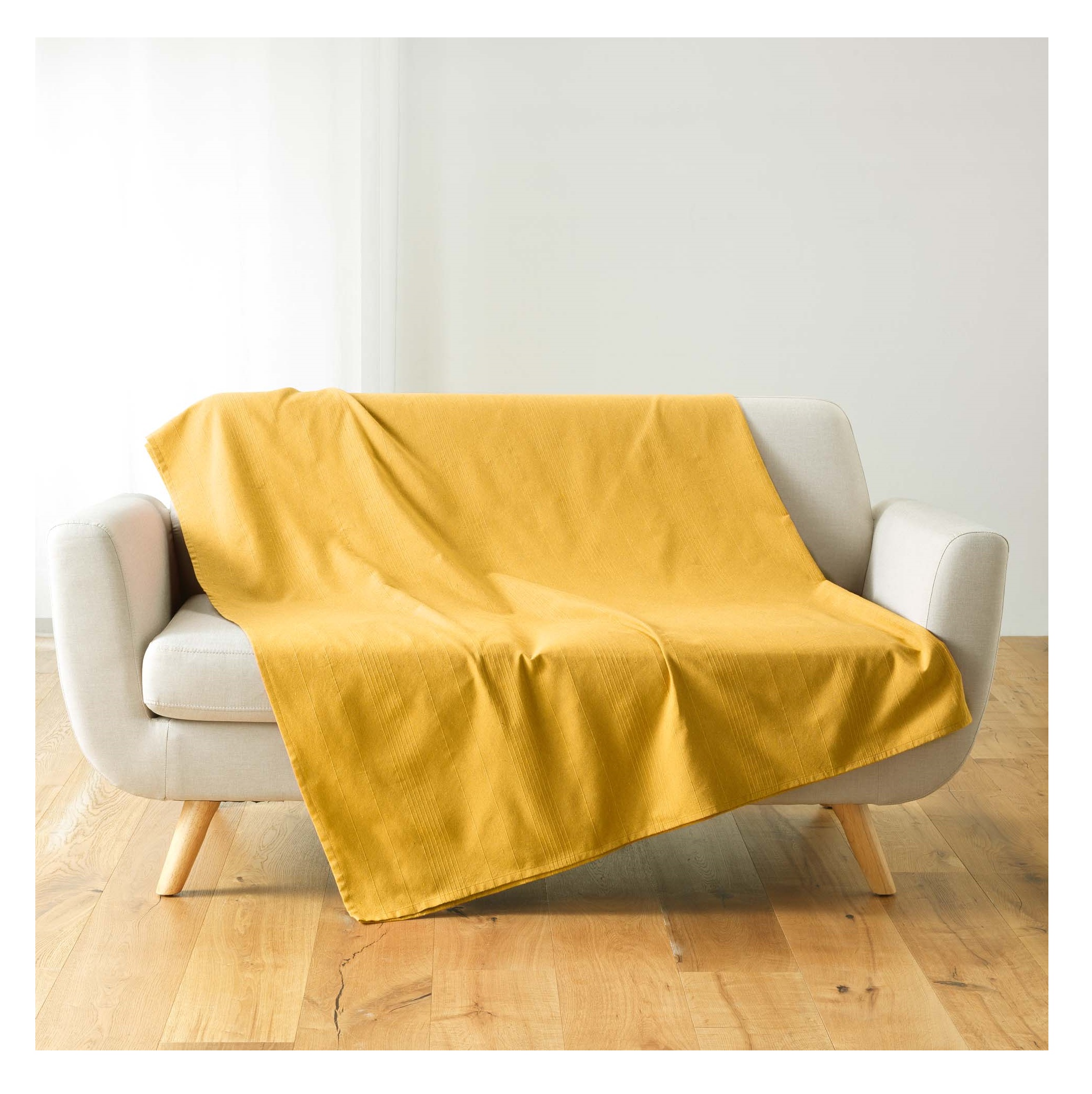 Plaid Jete de lit fauteuil 180 x 220 cm Lucilia jaune