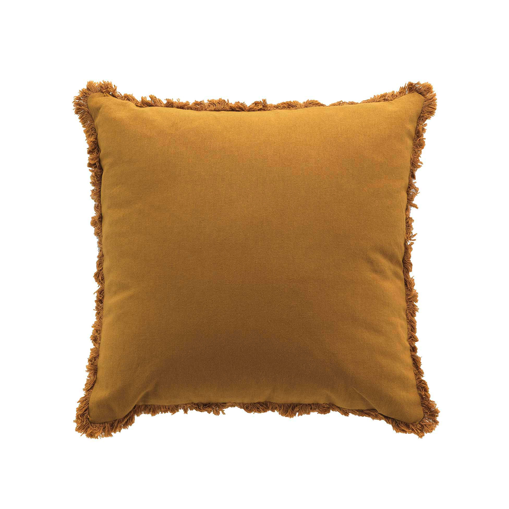 Coussin a franges 45 x 45 cm Evea camel