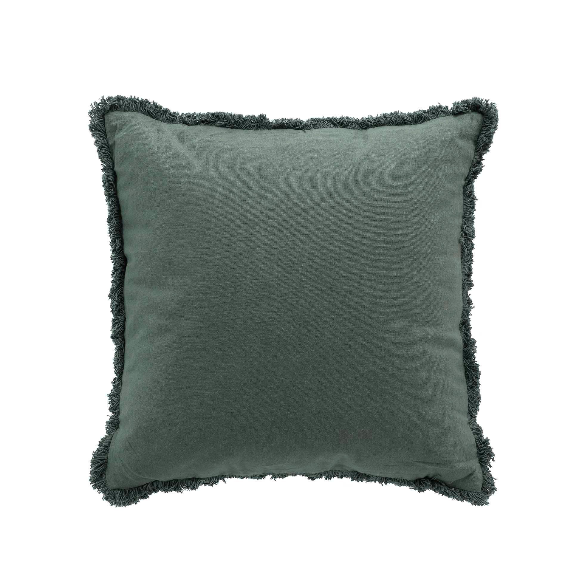 Coussin a franges 45 x 45 cm Evea vert