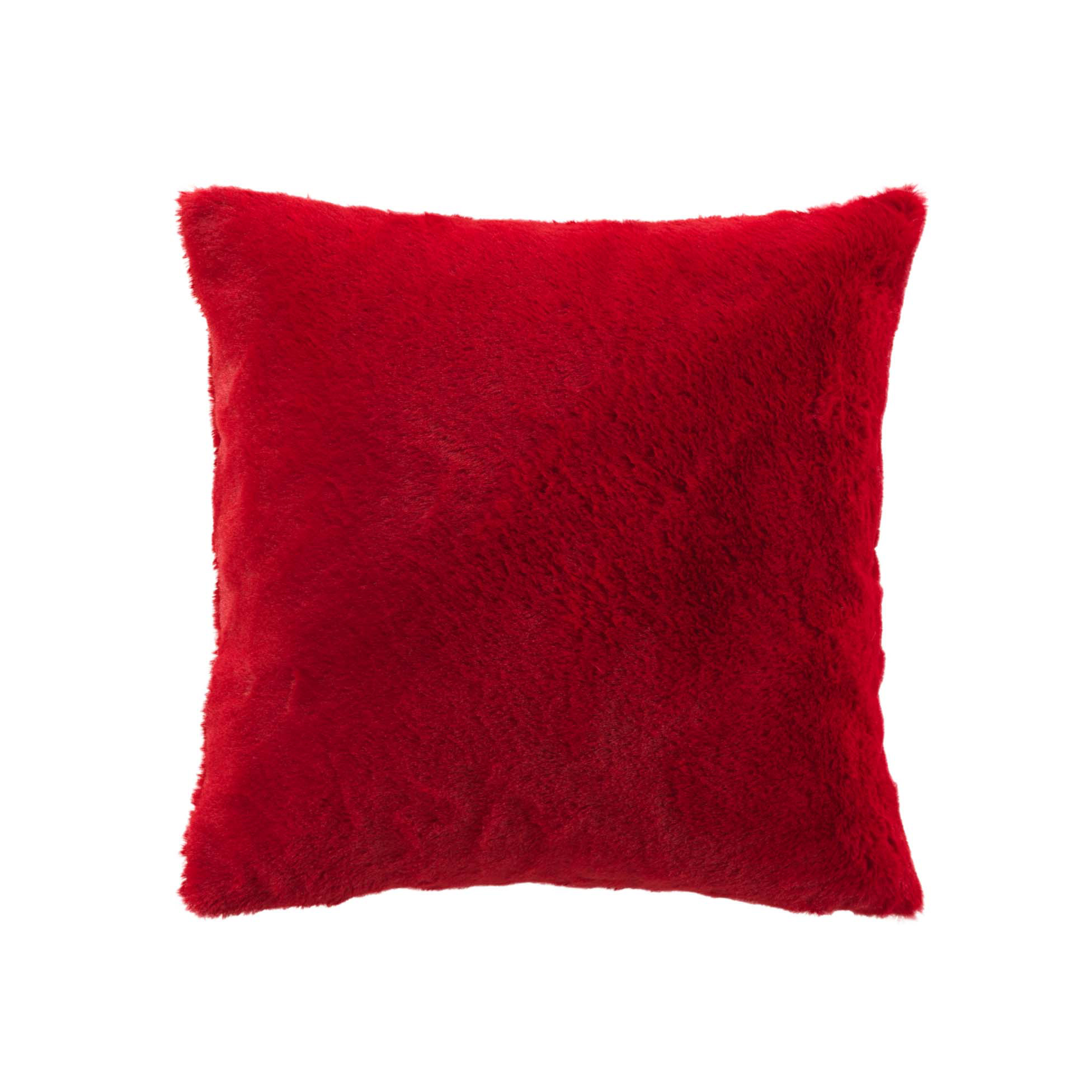 Housse de coussin a poils doux 40 x 40 cm Caresses rouge