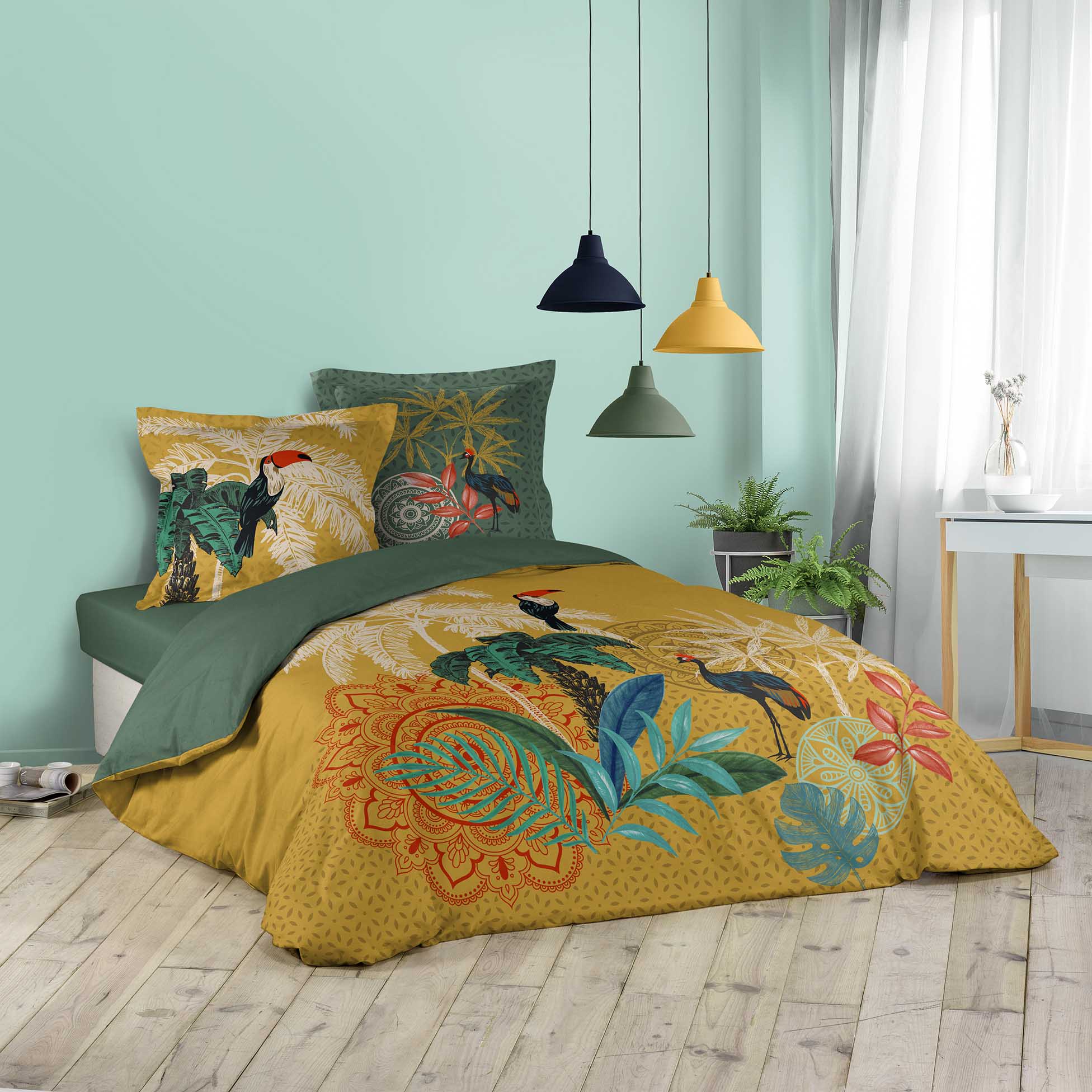 Parure Housse de couette Collection Oiseaux Tropicale