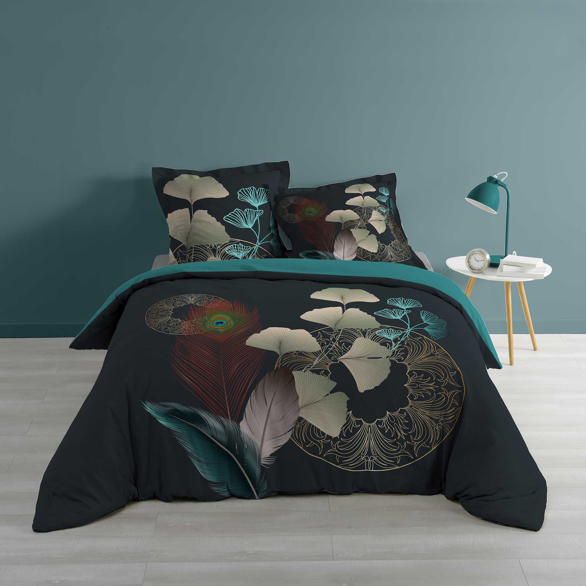 Parure Housse de couette Collection Paon Ginko-Blue