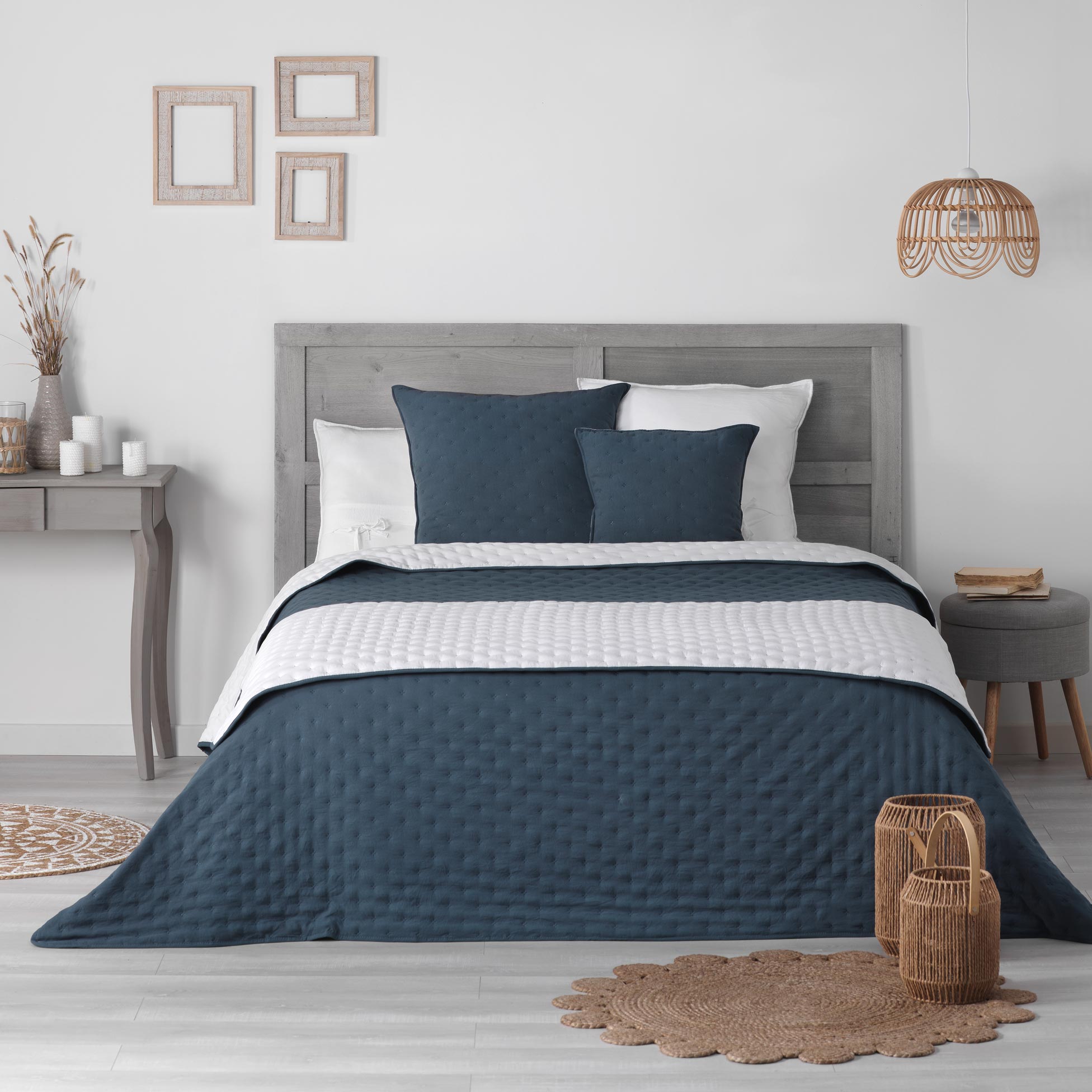 Chemin de lit matelass Collection Bicolore Mellow