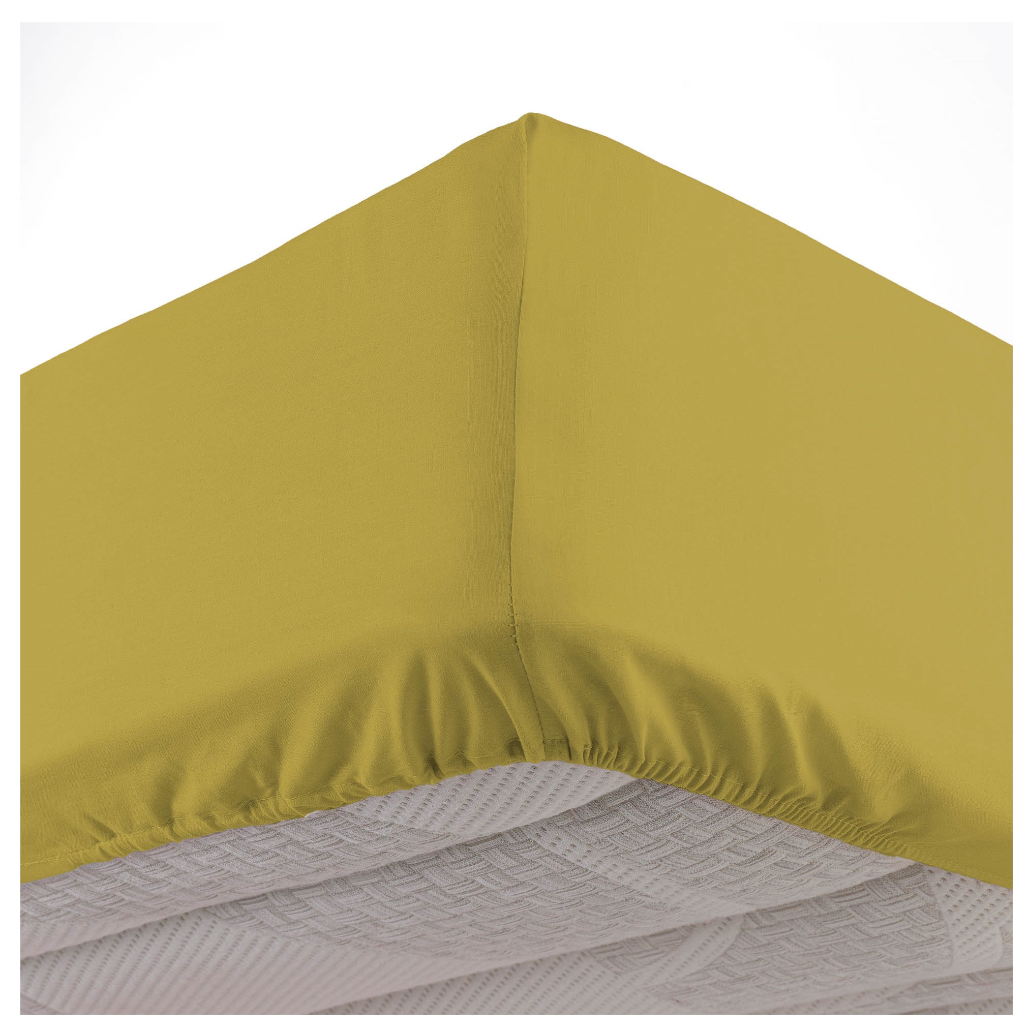 Drap housse coton lave 140 x 190 cm Lanette jaune