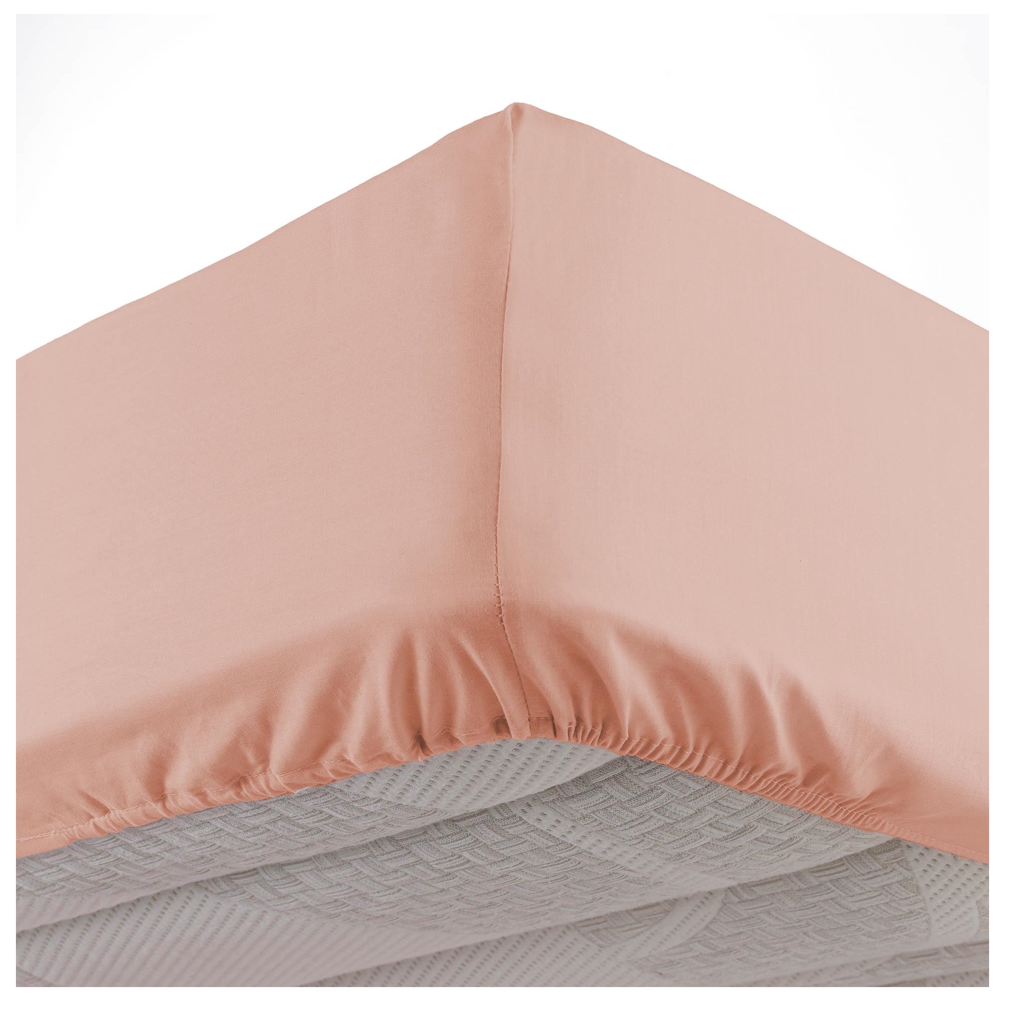 Drap housse coton lave 140 x 190 cm Lanette rose