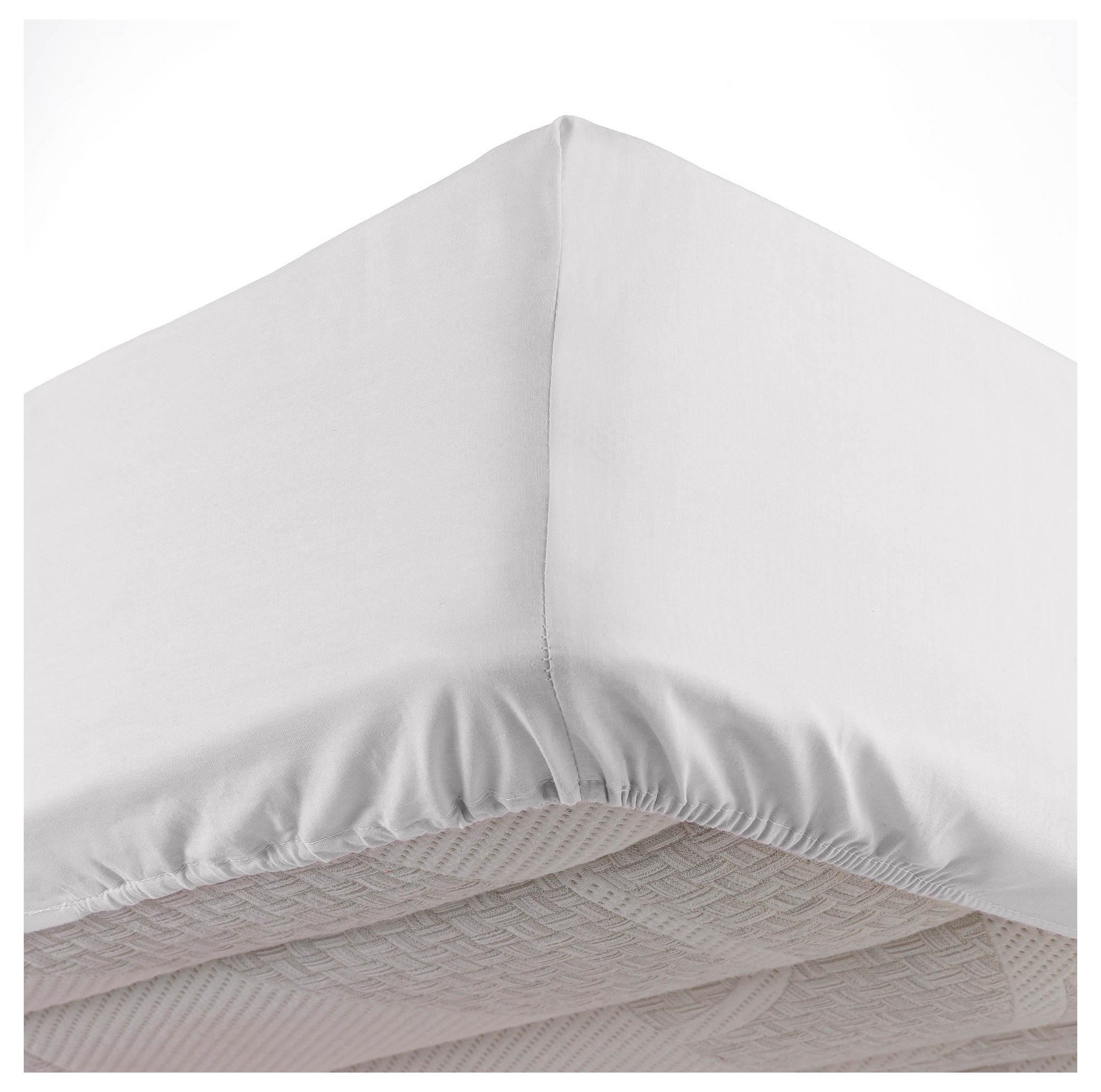 Drap housse coton lave 140 x 190 cm Lanette blanc