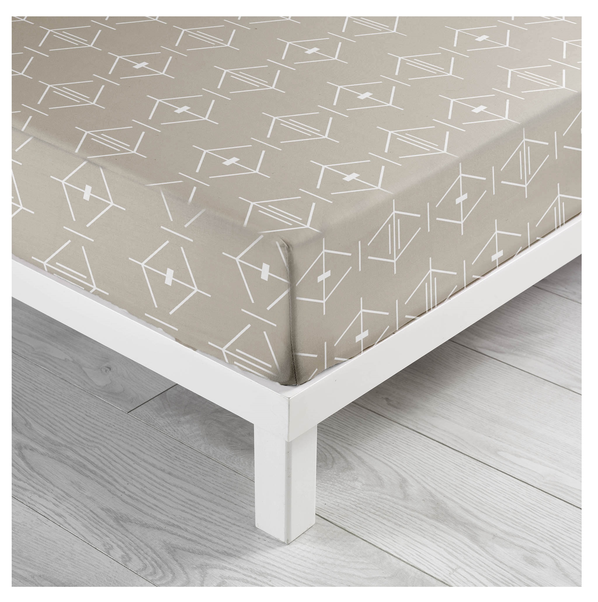 Drap housse 90 x 190 cm Aris geometrix naturel