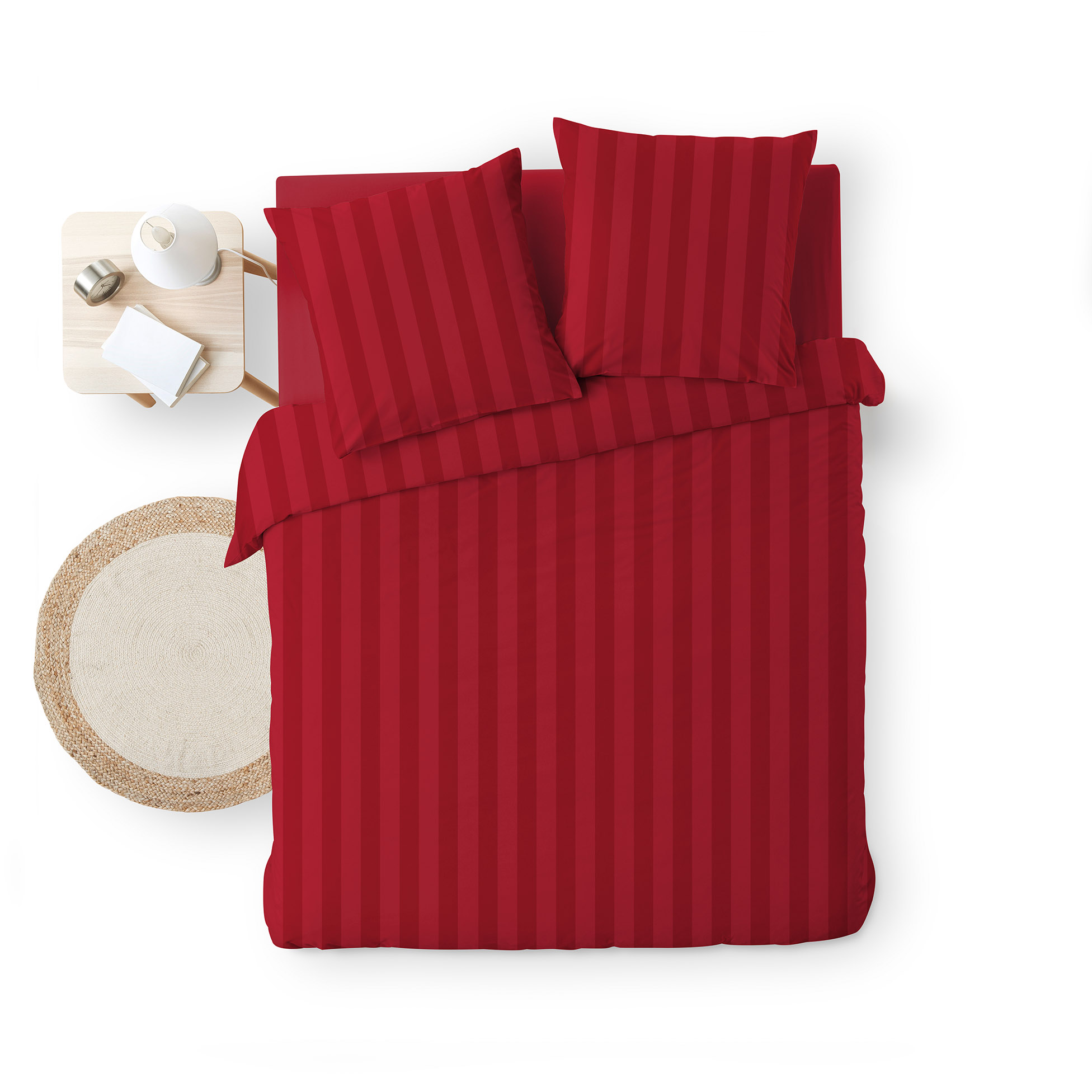 Housse couette + taies microfibre 220 x 240 cm Clea rouge