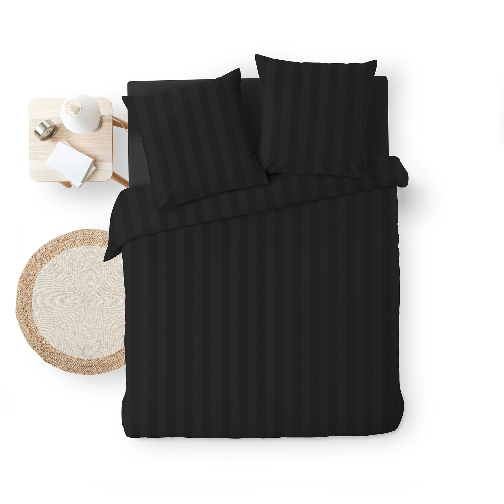 Housse couette + taies microfibre 220 x 240 cm Clea noir