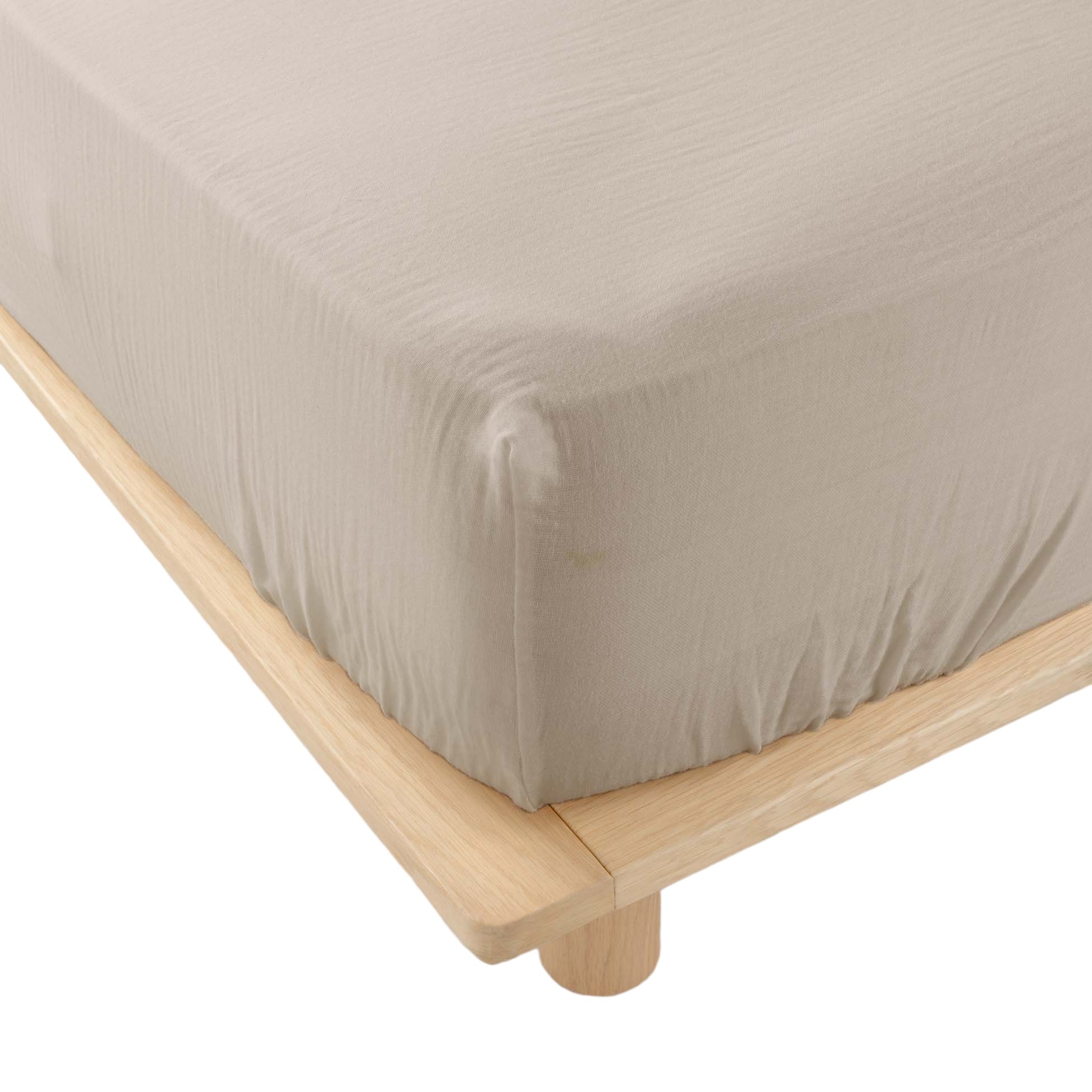 Drap housse gaze de coton 140 x 190 cm tendance uni sable