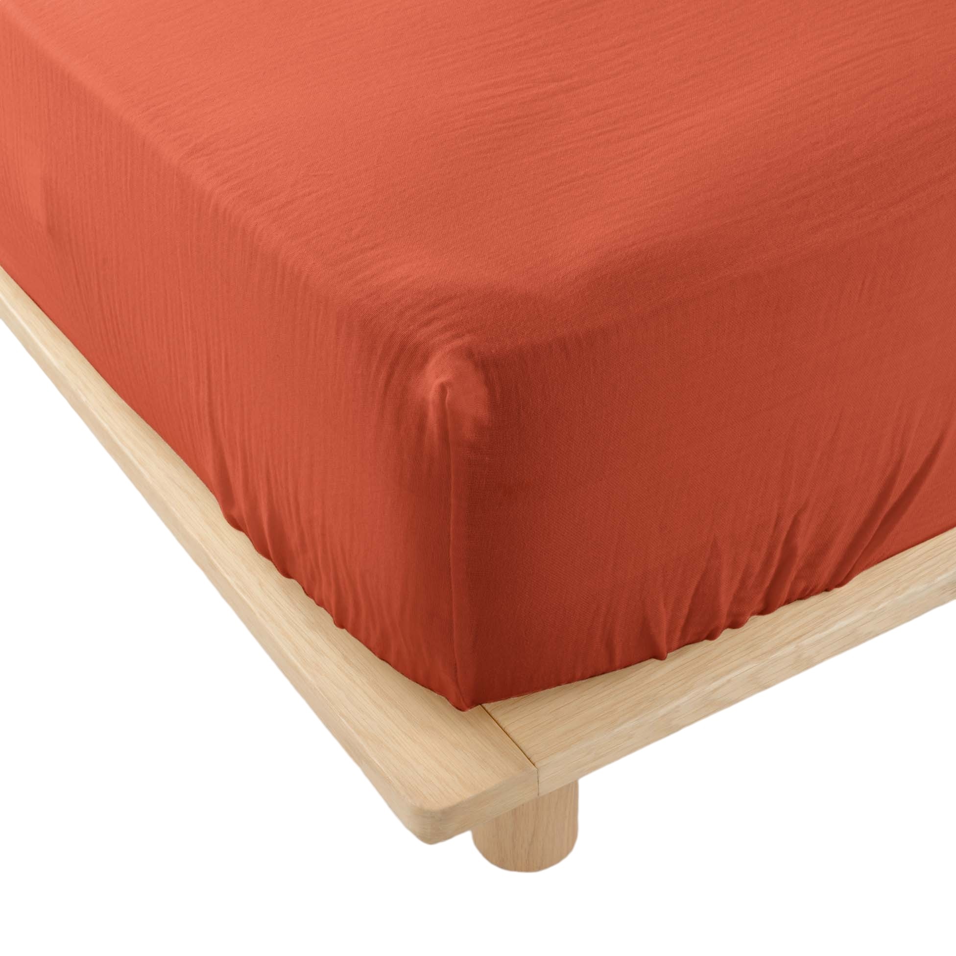 Drap housse gaze de coton 140 x 190 cm tendance uni terracotta