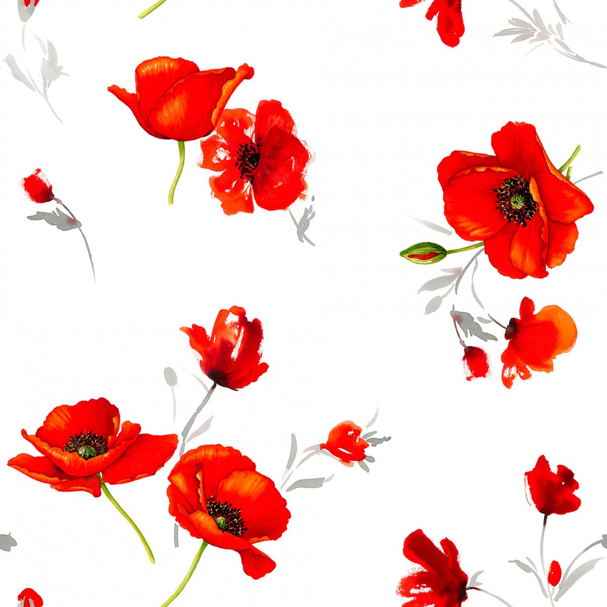 Nappe Toile cire au mtre Modele Ballade de Coquelicots