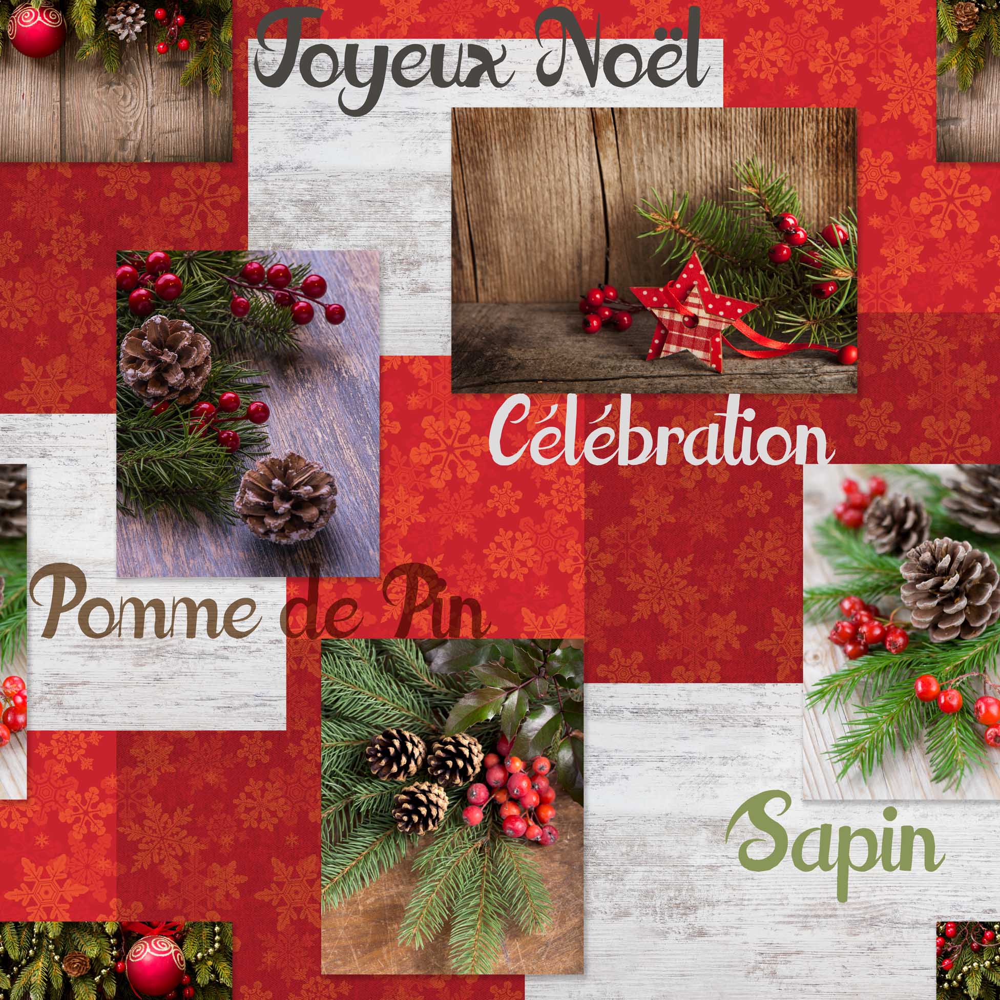 Nappe Toile cire au mtre Noel enchante