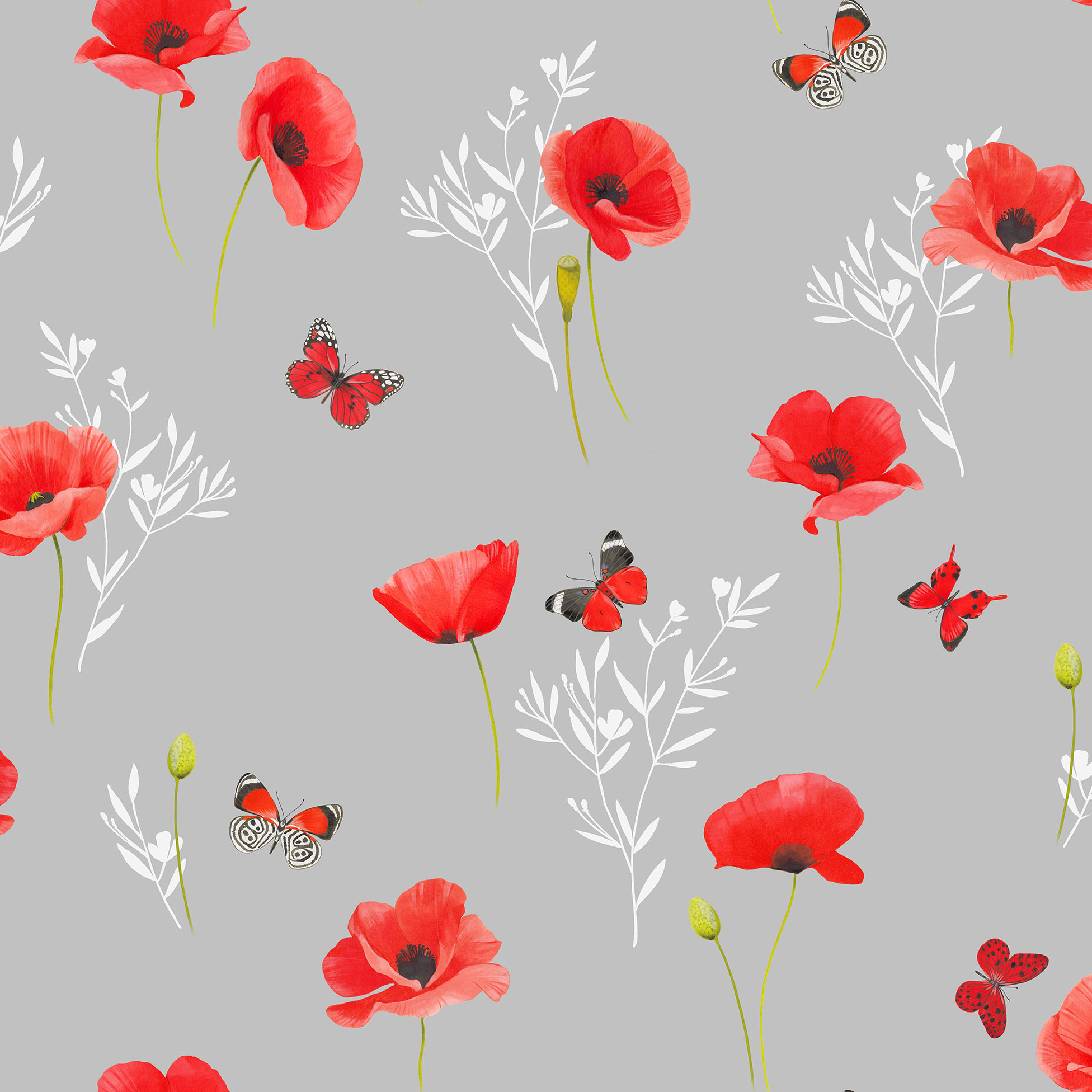 Nappe Toile cire au mtre Poppy gris