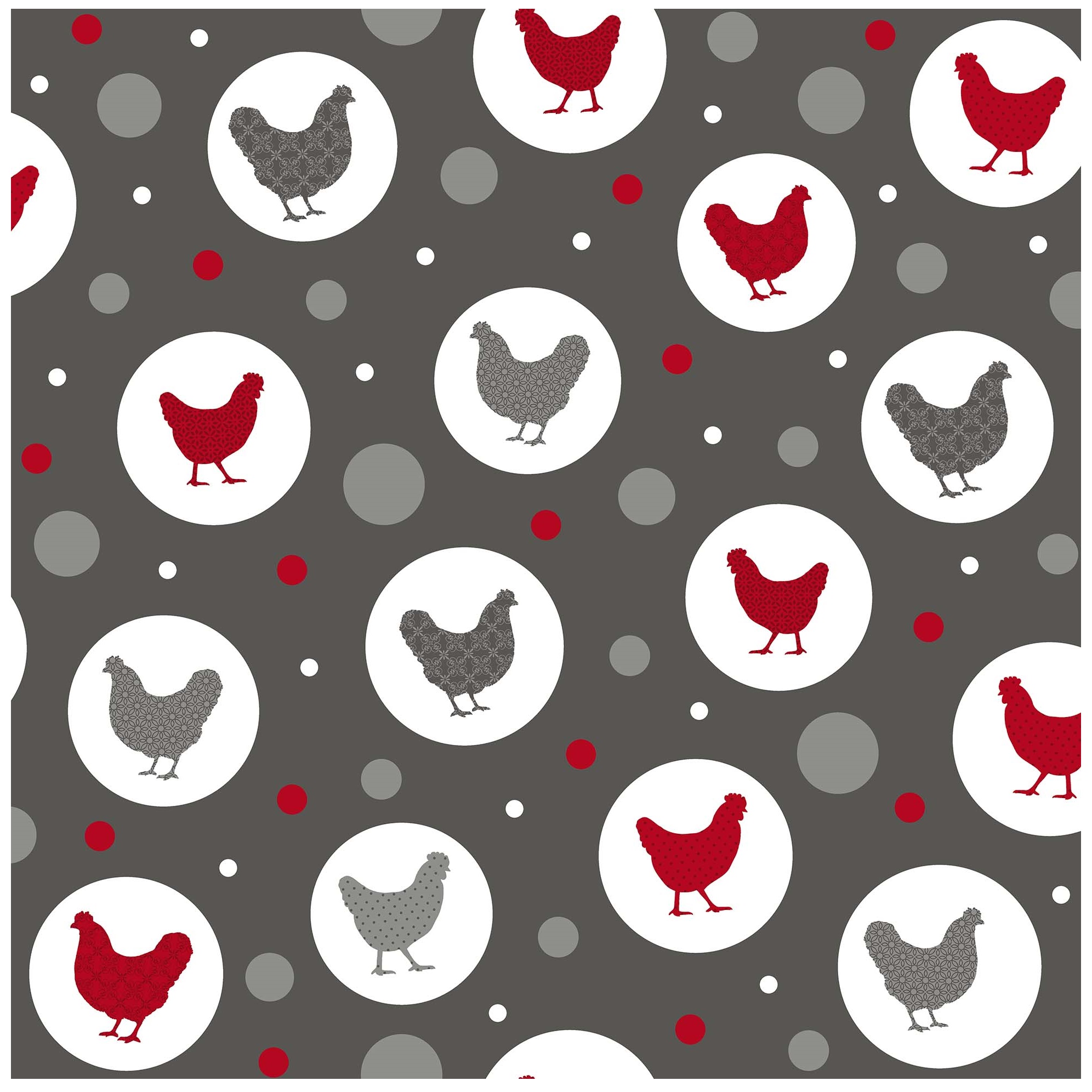 Nappe Toile cire au mtre Poule suzette anthracite