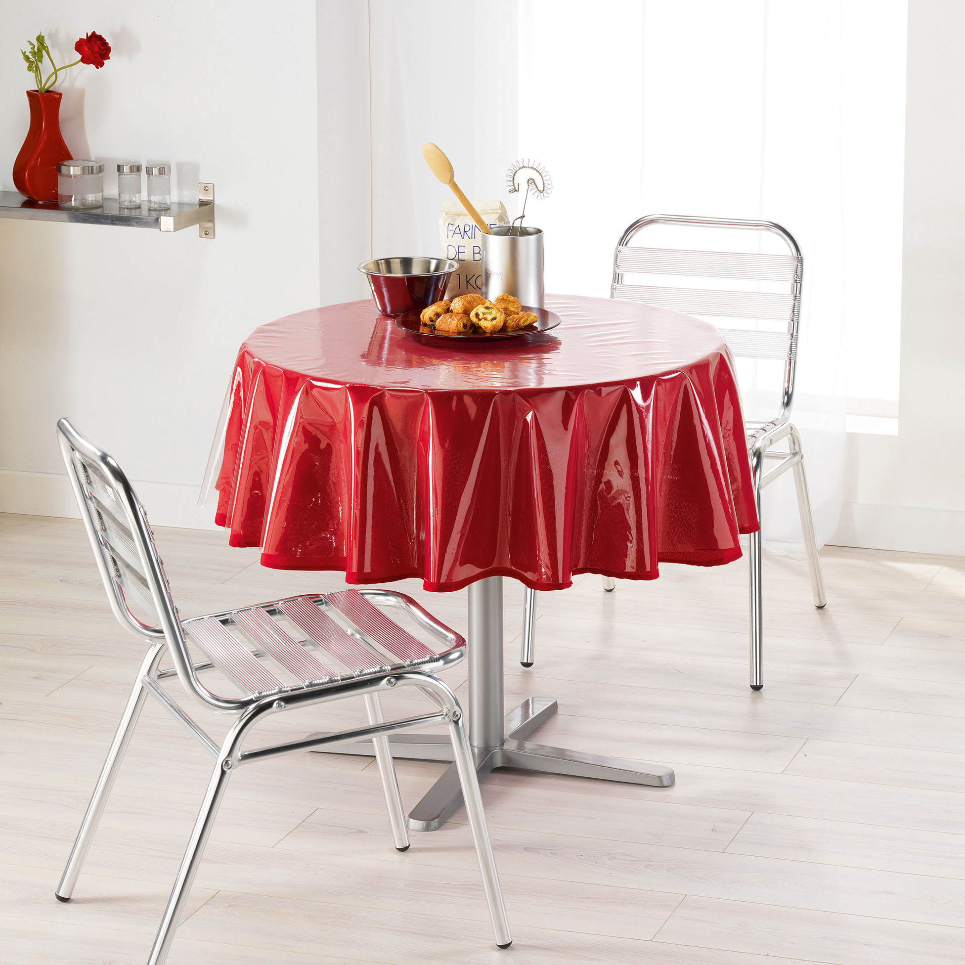 Toile cire ronde cristal Collection Uni Transparente